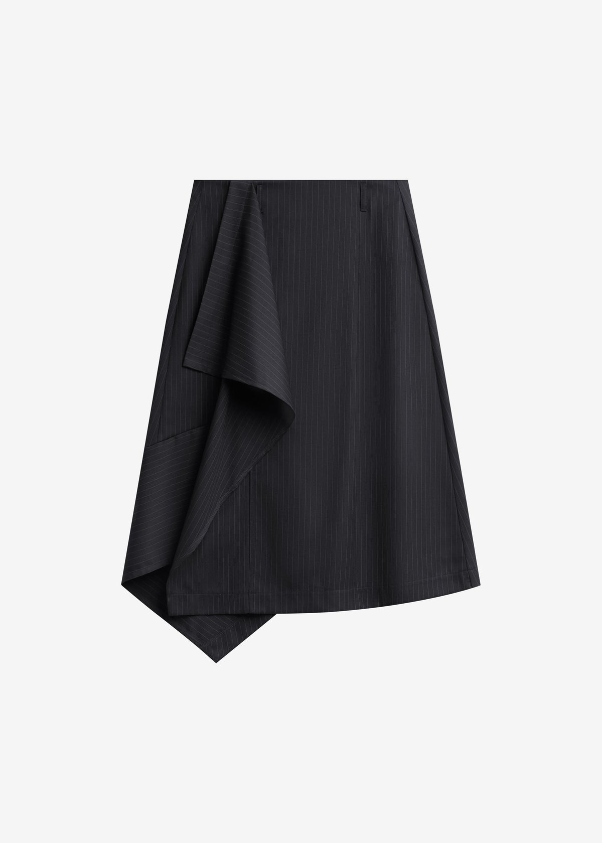 Iena Asymmetric Skirt - Charcoal Pinstripe - 8
