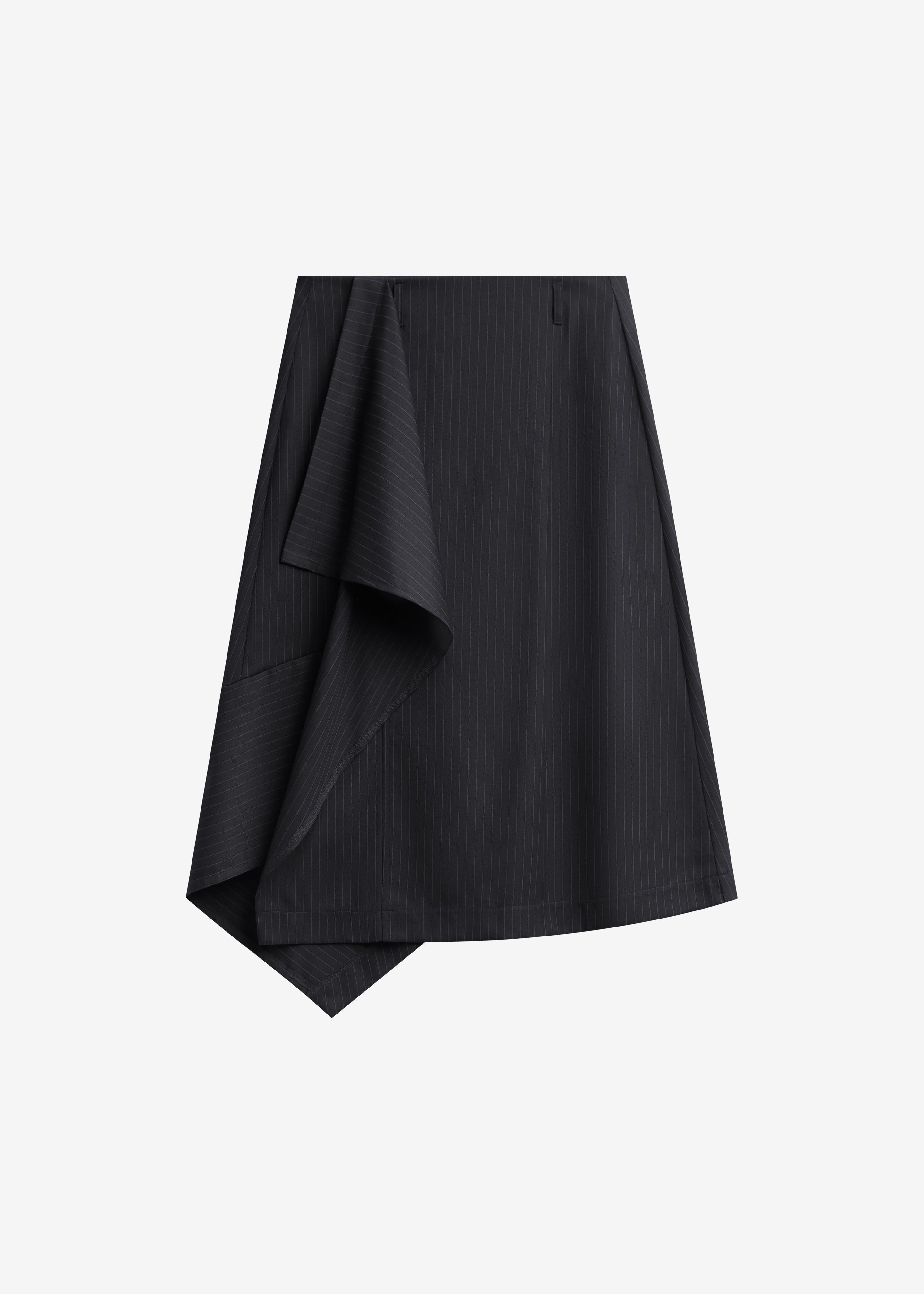 Iena Asymmetric Skirt - Charcoal Pinstripe - 8
