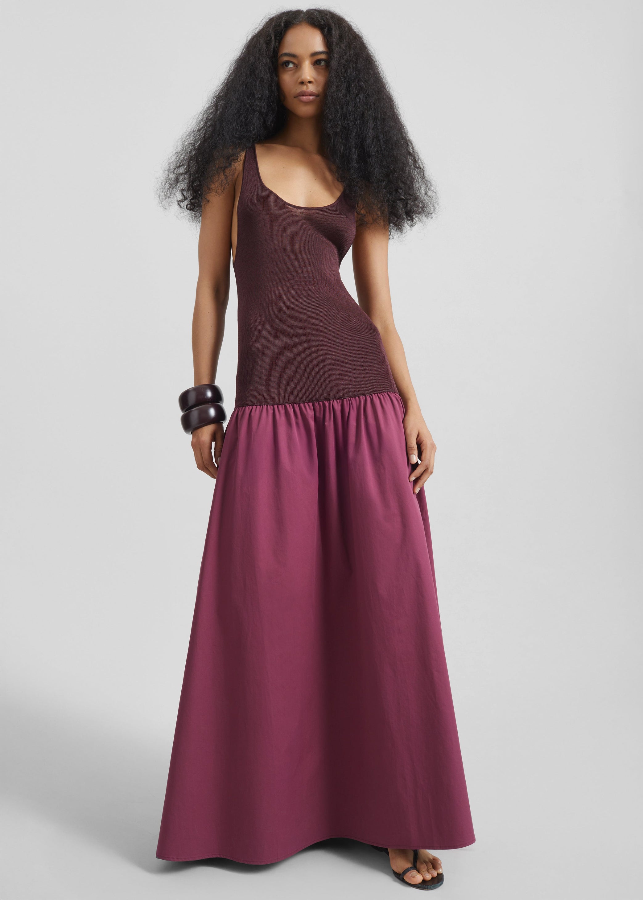 Iliya Drop Waist Maxi Dress - Burgundy The Frankie Shop Europe Iliya Drop Waist Maxi Dress - Burgundy The Frankie Shop Europe
