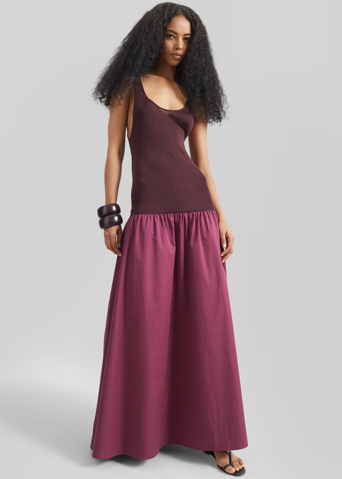 Iliya Drop Waist Maxi Dress - Burgundy - 1