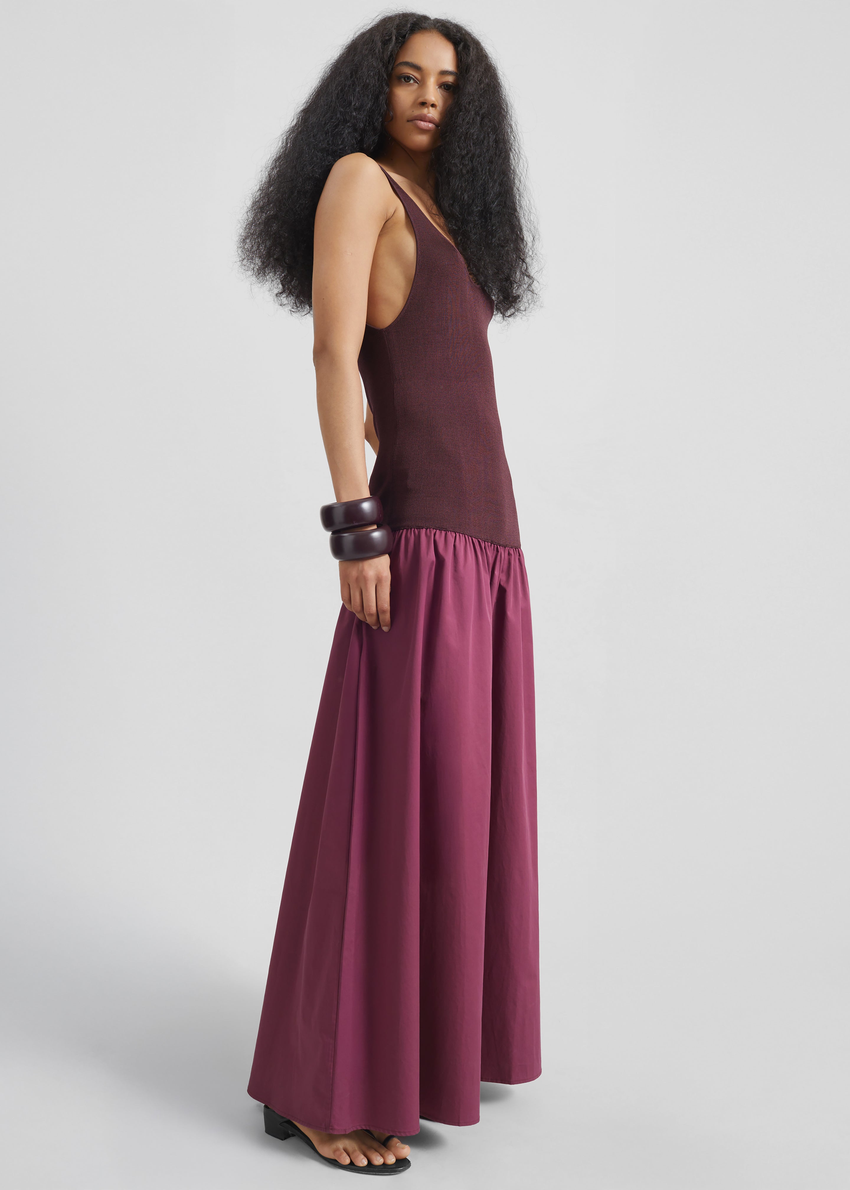 Iliya Drop Waist Maxi Dress - Burgundy - 11
