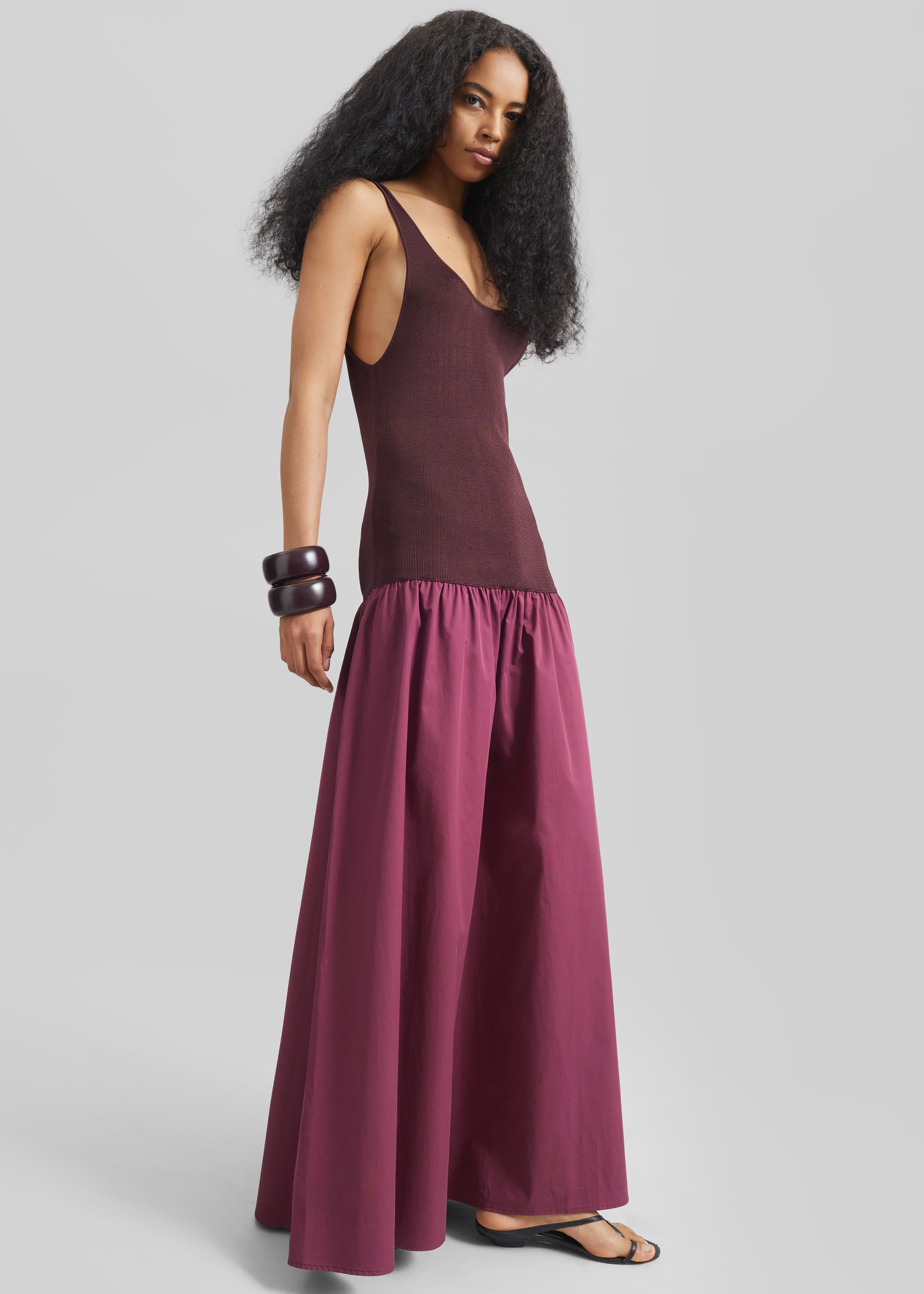 Iliya Drop Waist Maxi Dress - Burgundy - 9