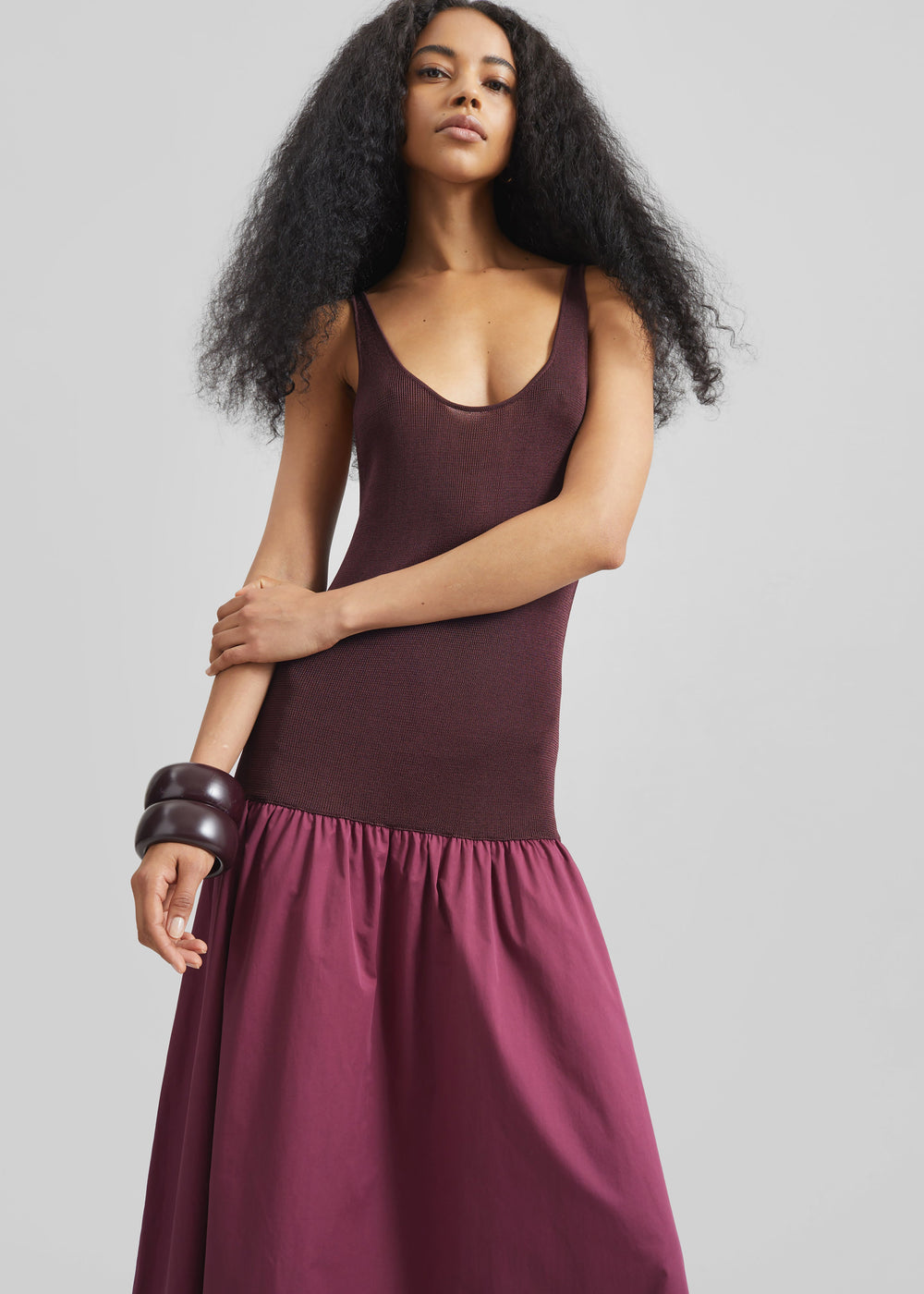 Iliya Drop Waist Maxi Dress - Burgundy - 1