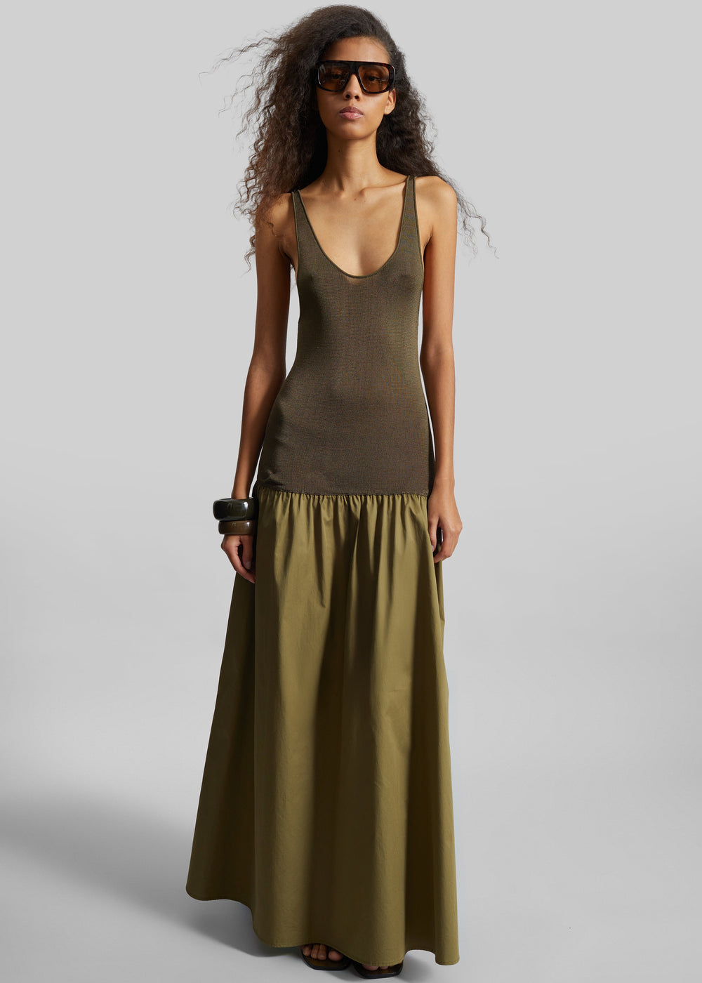 Iliya Drop Waist Maxi Dress - Olive