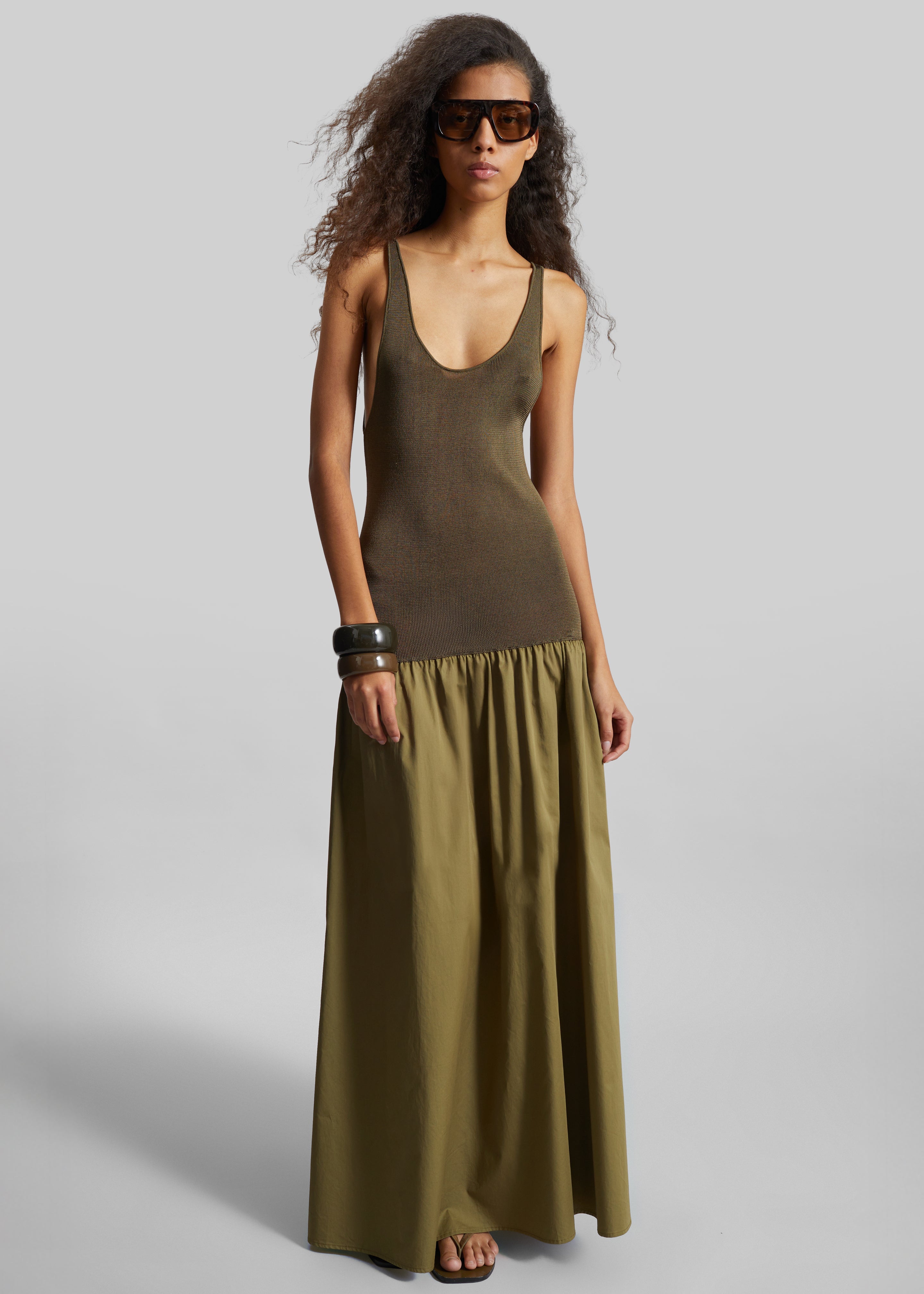 Iliya Drop Waist Maxi Dress - Olive - 4