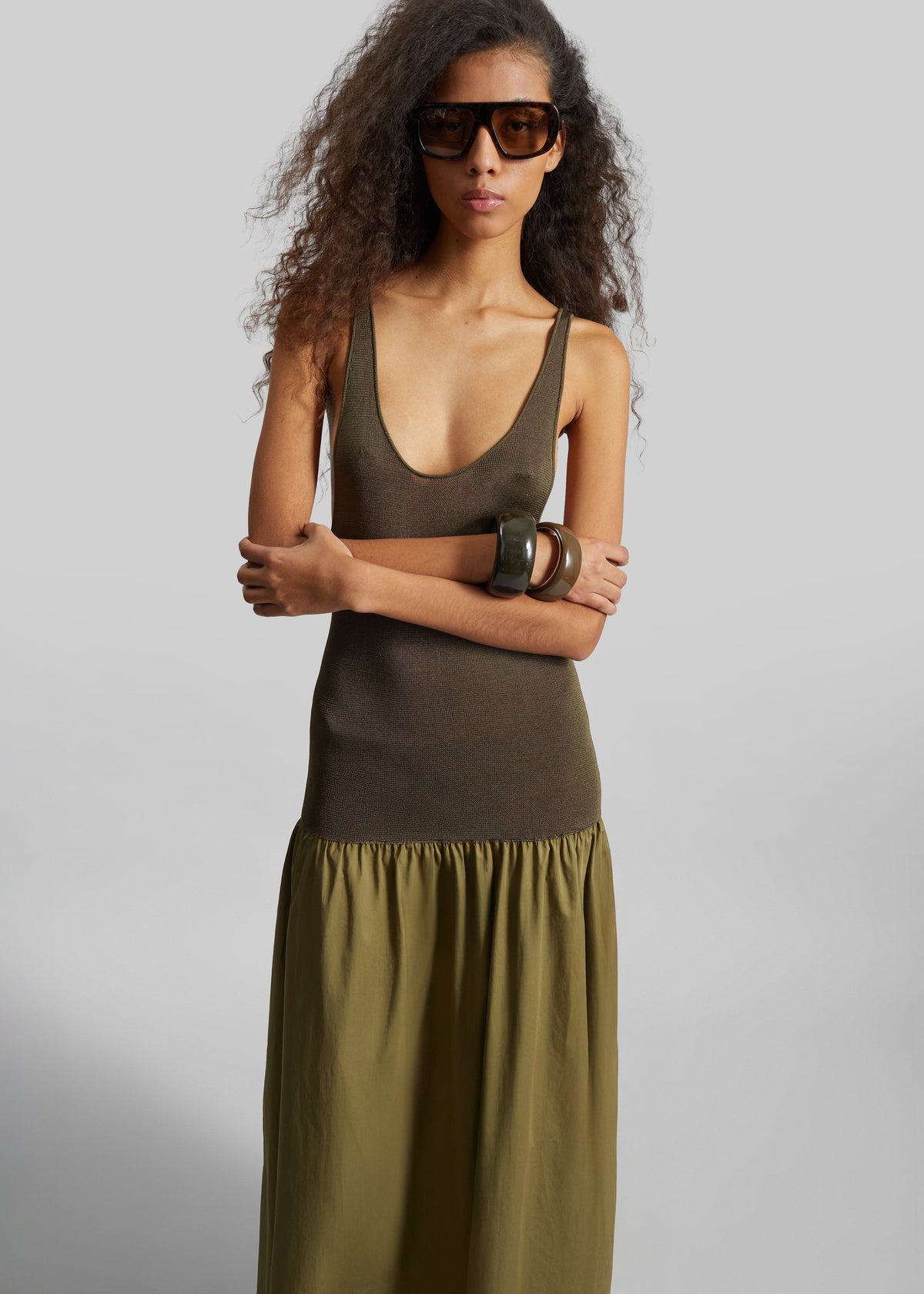 Iliya Drop Waist Maxi Dress - Olive - 2