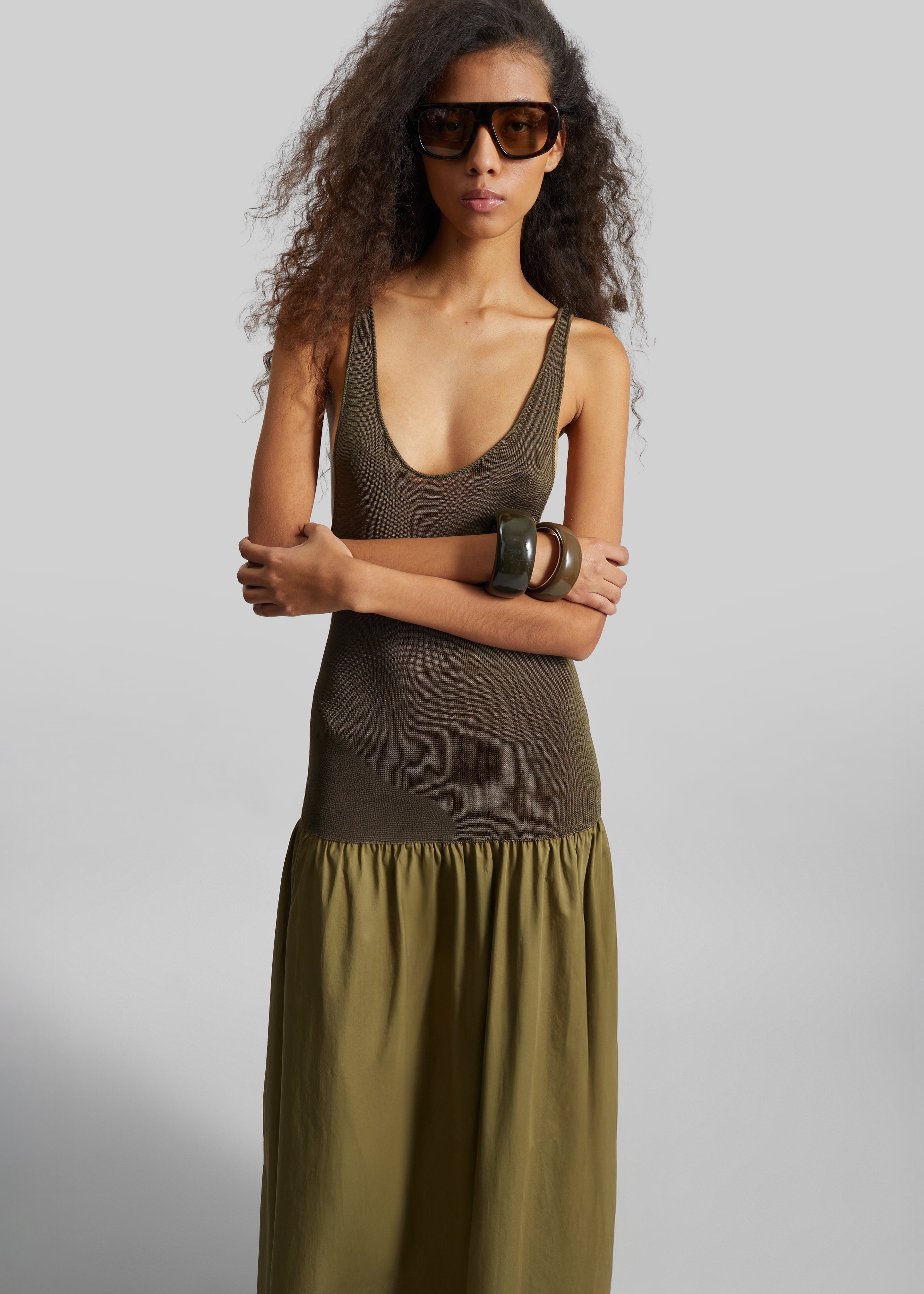 Iliya Drop Waist Maxi Dress - Olive - 2