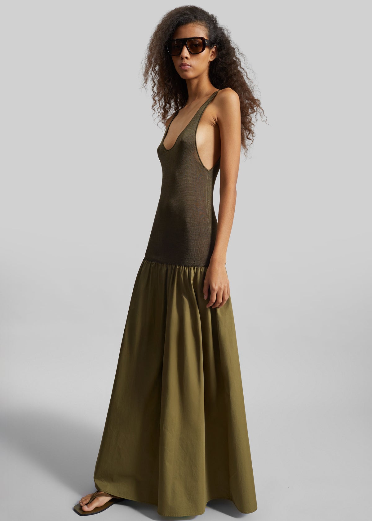 Iliya Drop Waist Maxi Dress - Olive - 3