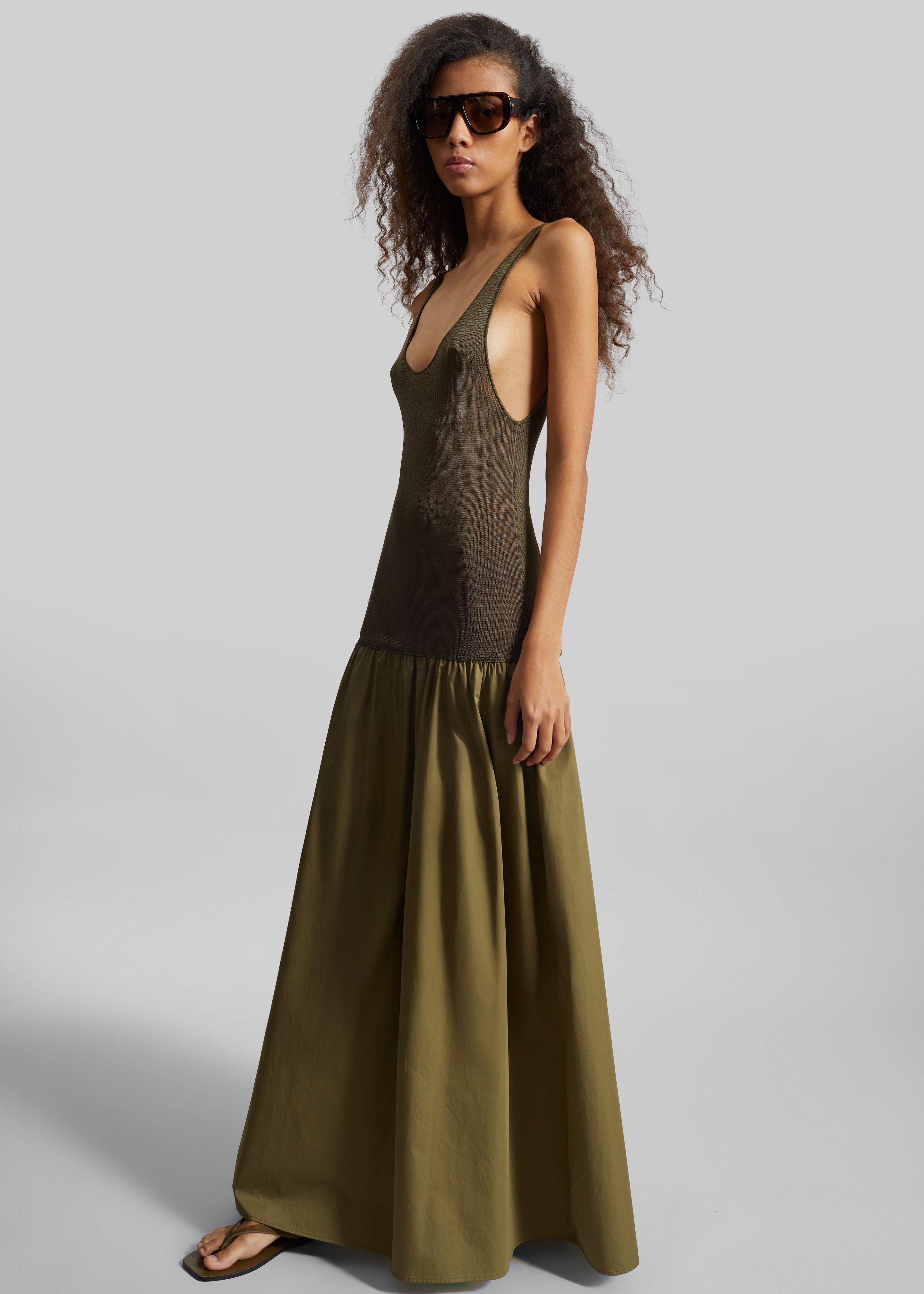 Iliya Drop Waist Maxi Dress - Olive - 3