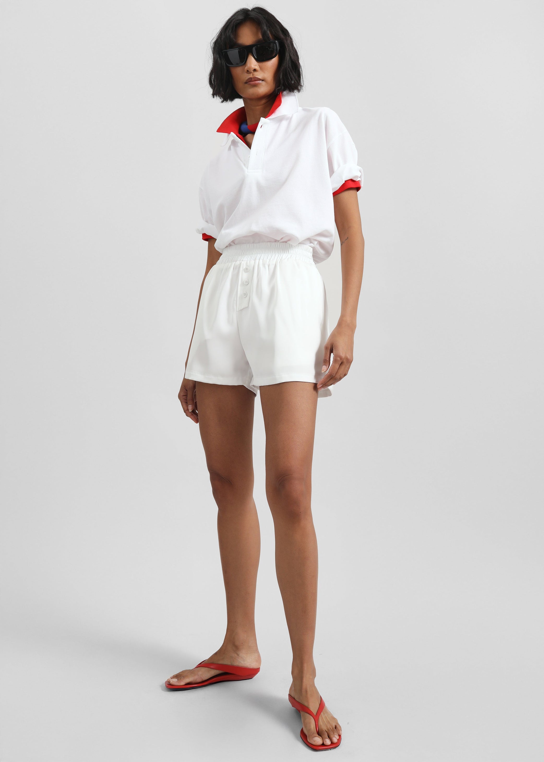 Shop the look image for Ilsen Satin Boxer Shorts - White