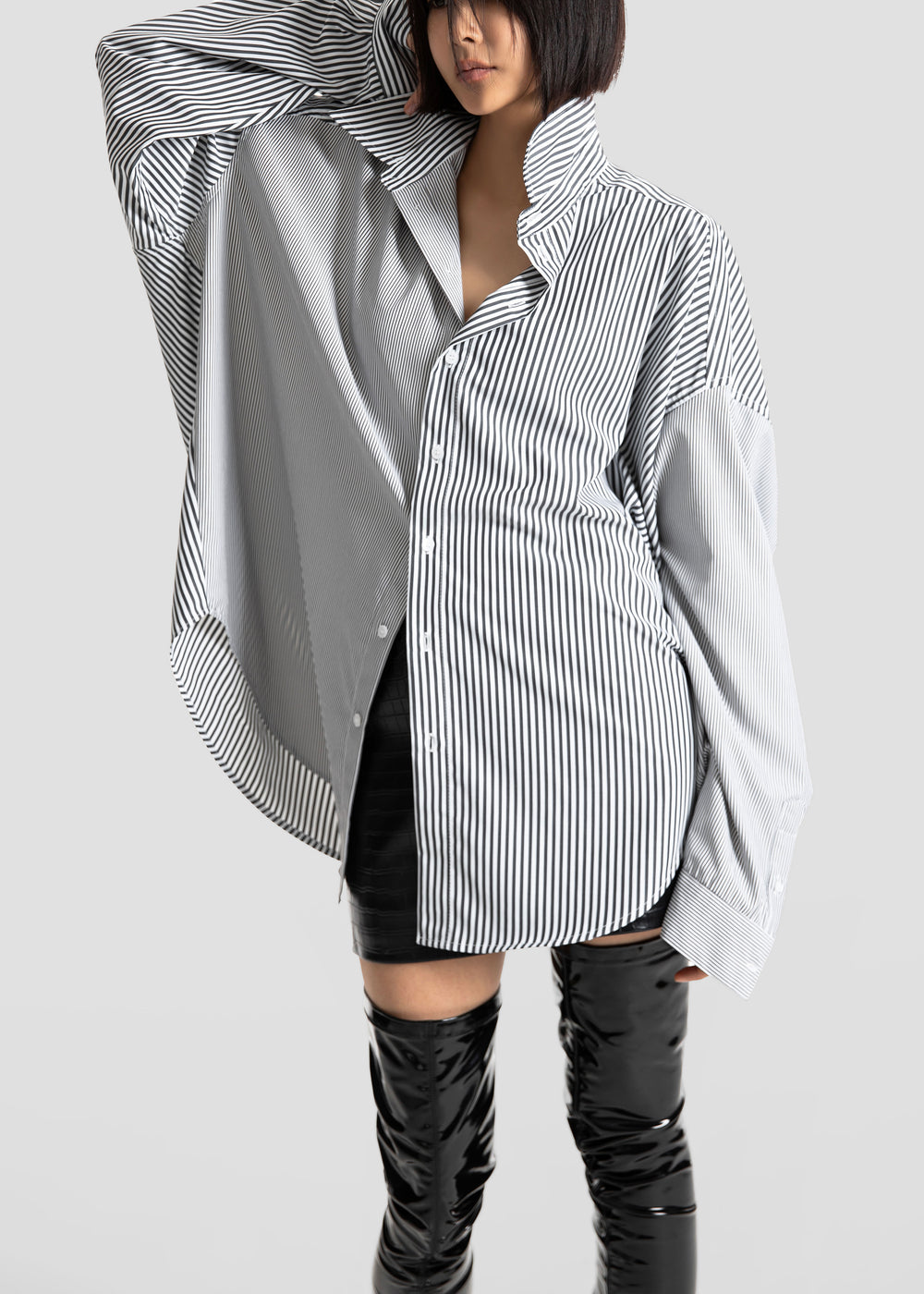 Quillan Button-Down Shirt - White/Black Stripe - 1