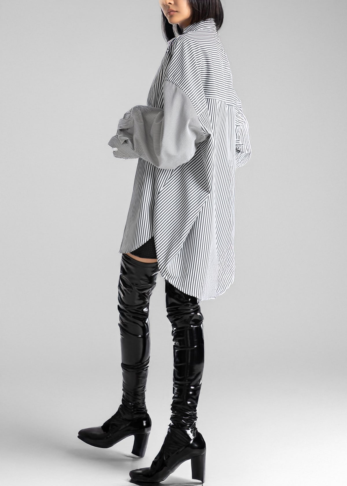 Quillan Button-Down Shirt - White/Black Stripe - 4