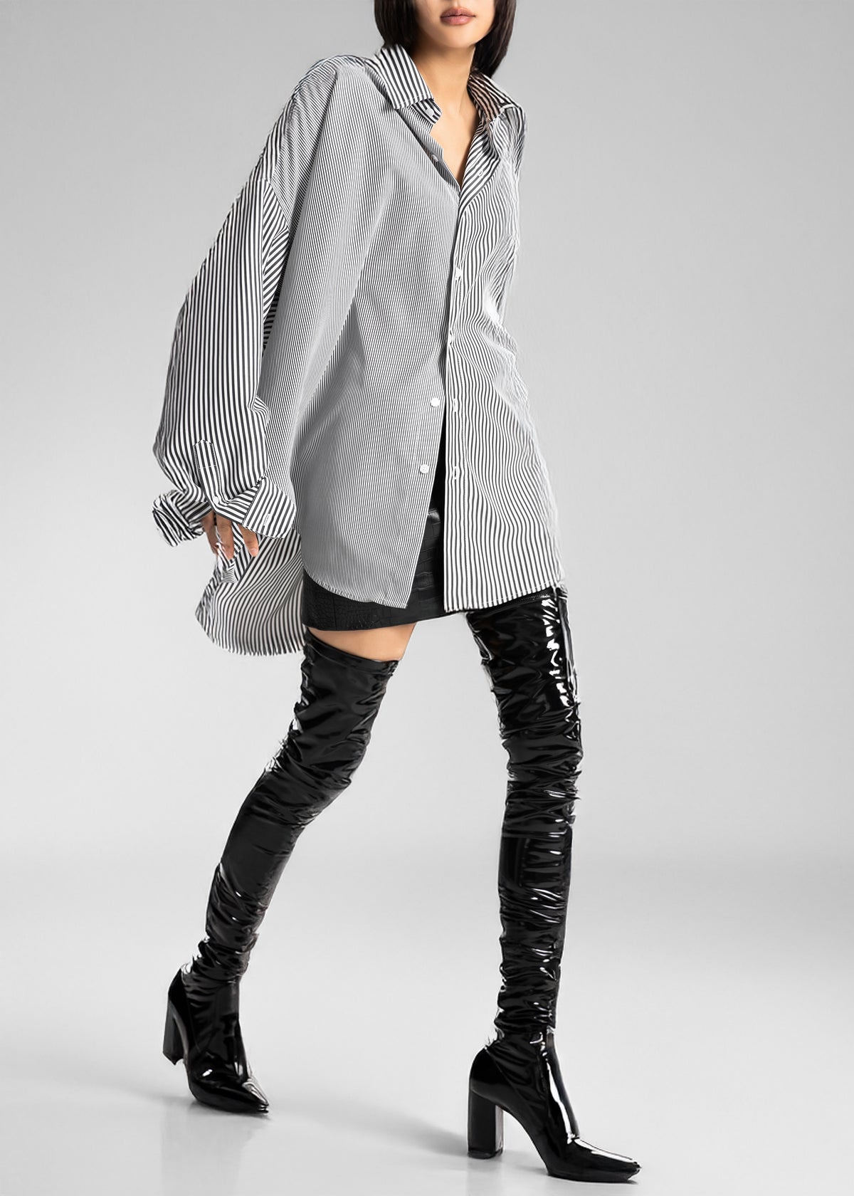 Quillan Button-Down Shirt - White/Black Stripe - 3