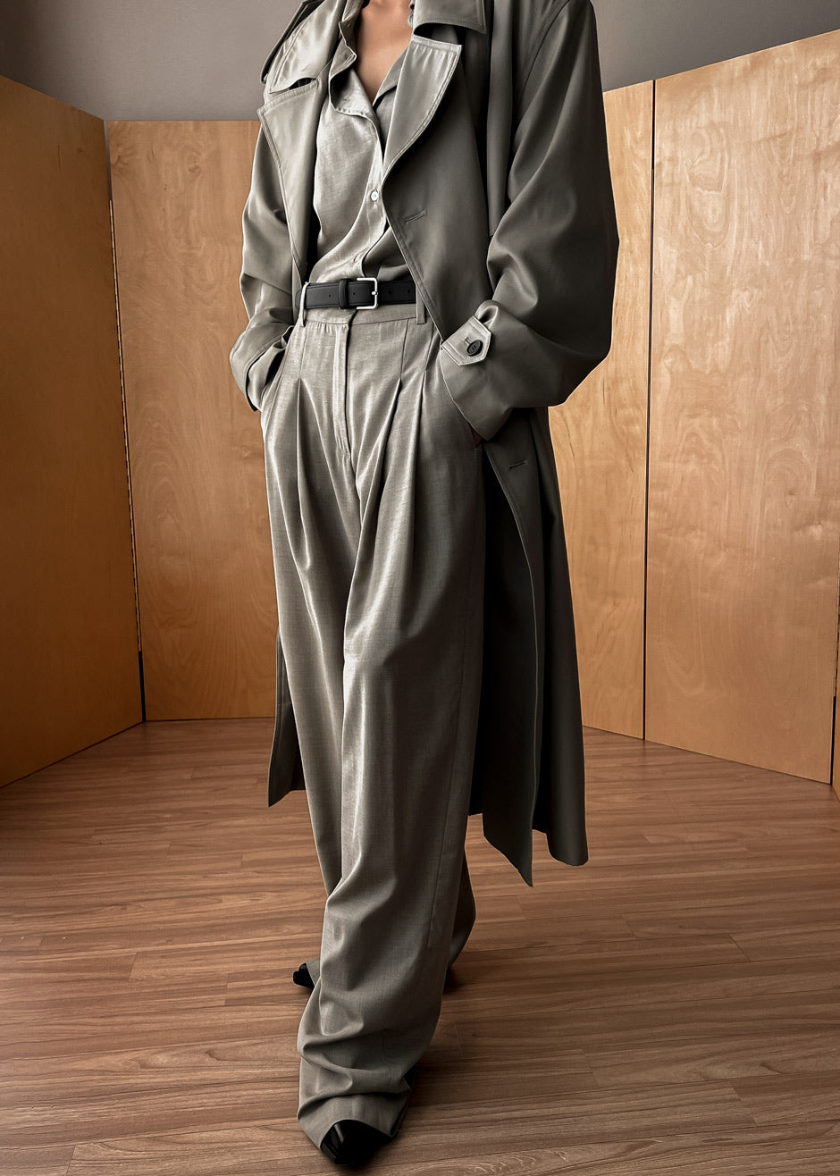 Gelso Pleated Trousers - Light Taupe Melange - 10