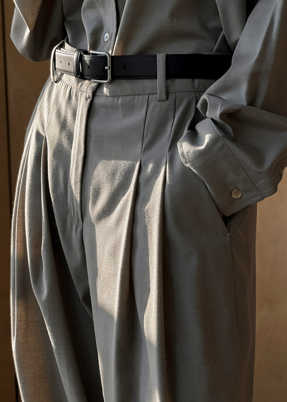 Gelso Pleated Trousers - Light Taupe Melange - 4