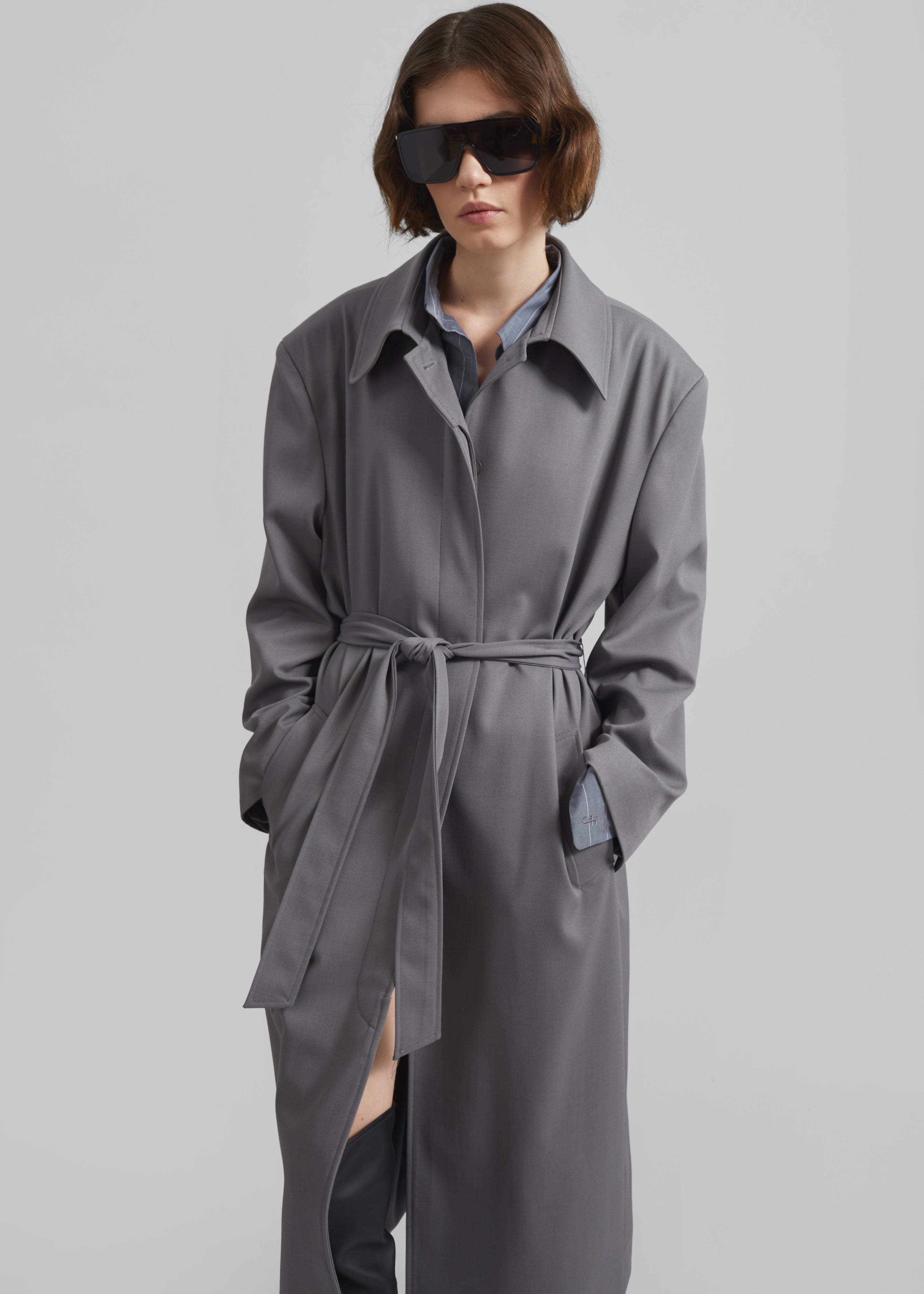 Indore Long Coat - Grey - 4