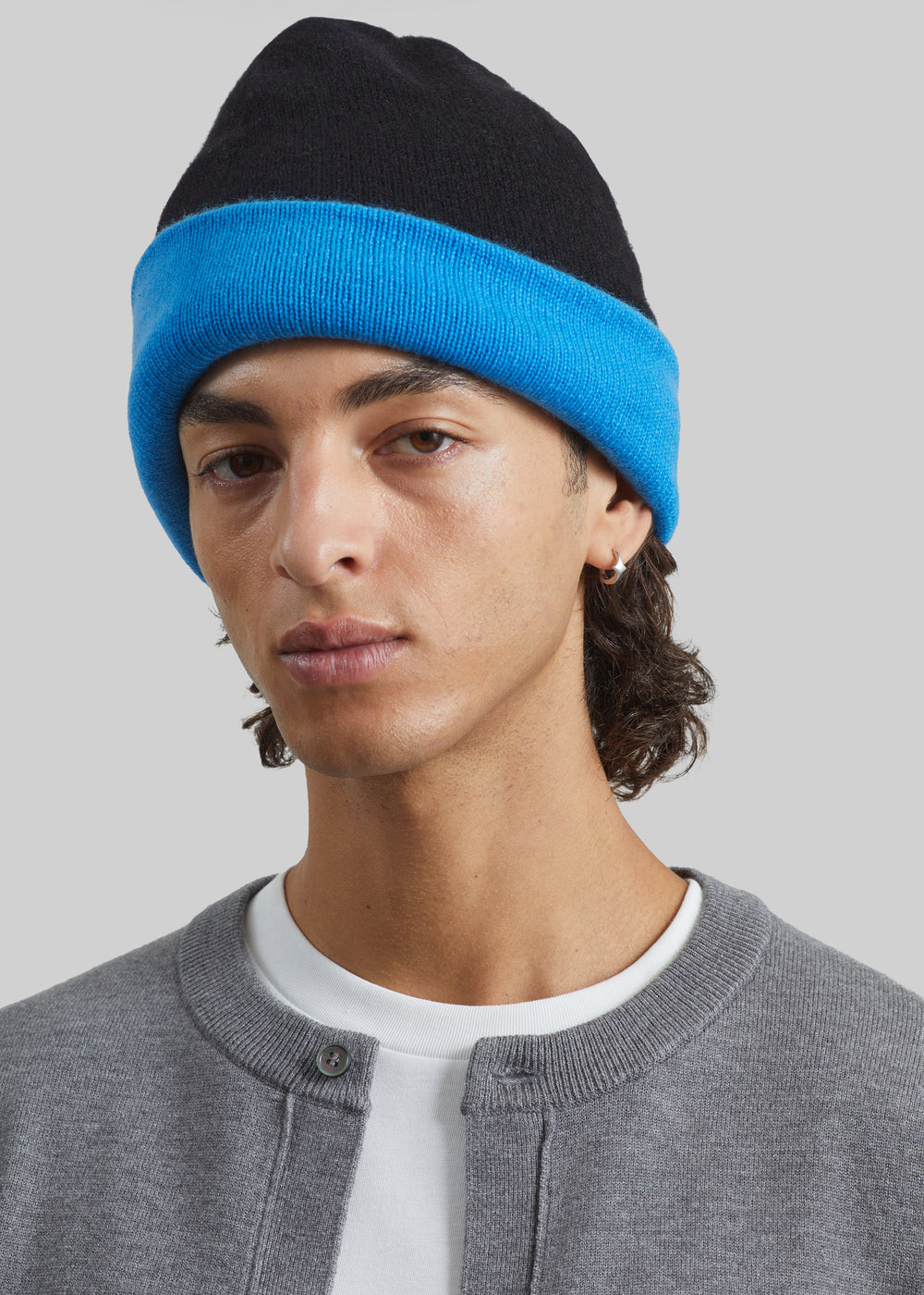 Inko Cashmere Reversible Beanie - Black/Blue