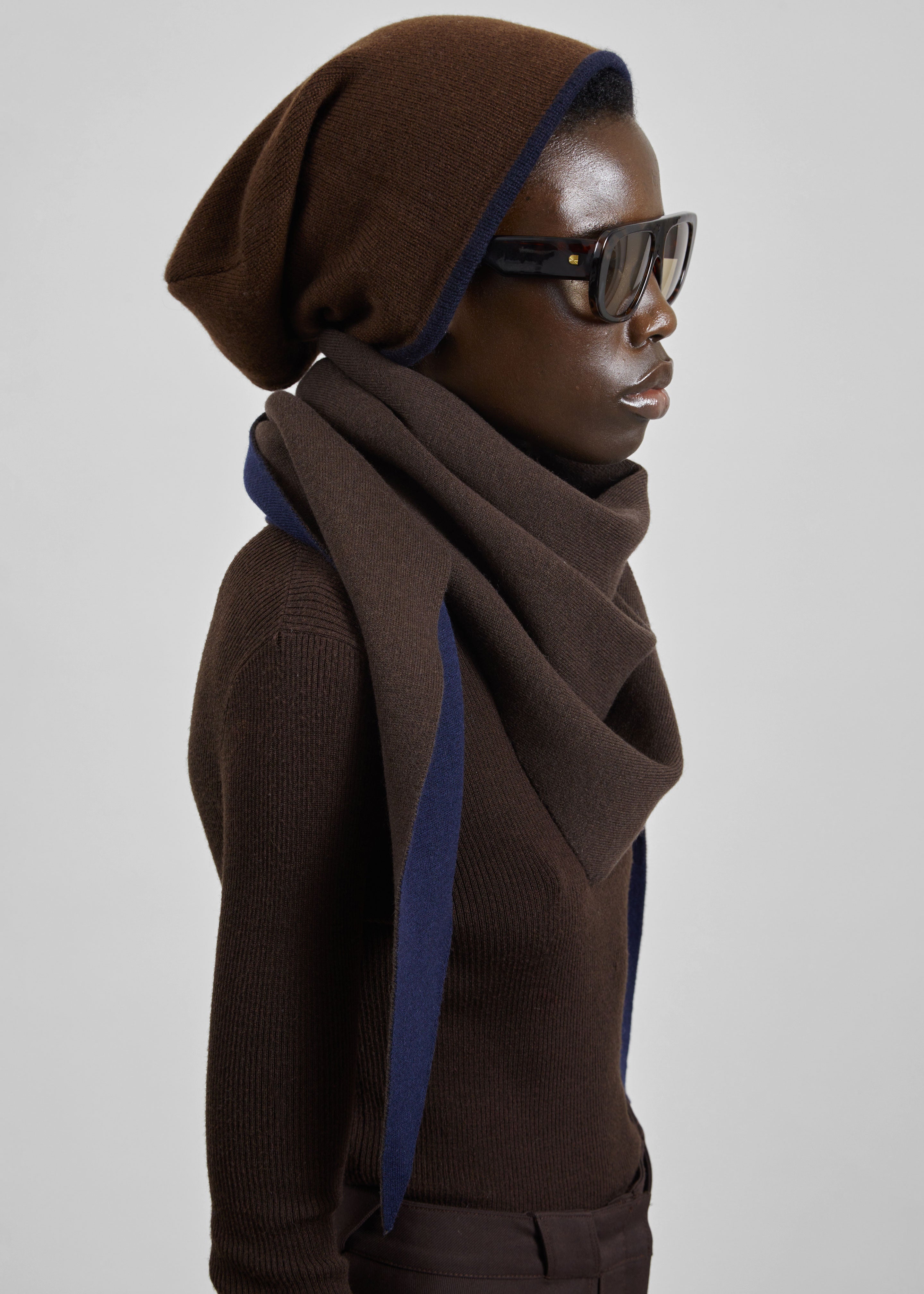 Inko Cashmere Reversible Beanie - Brown/Navy - 2