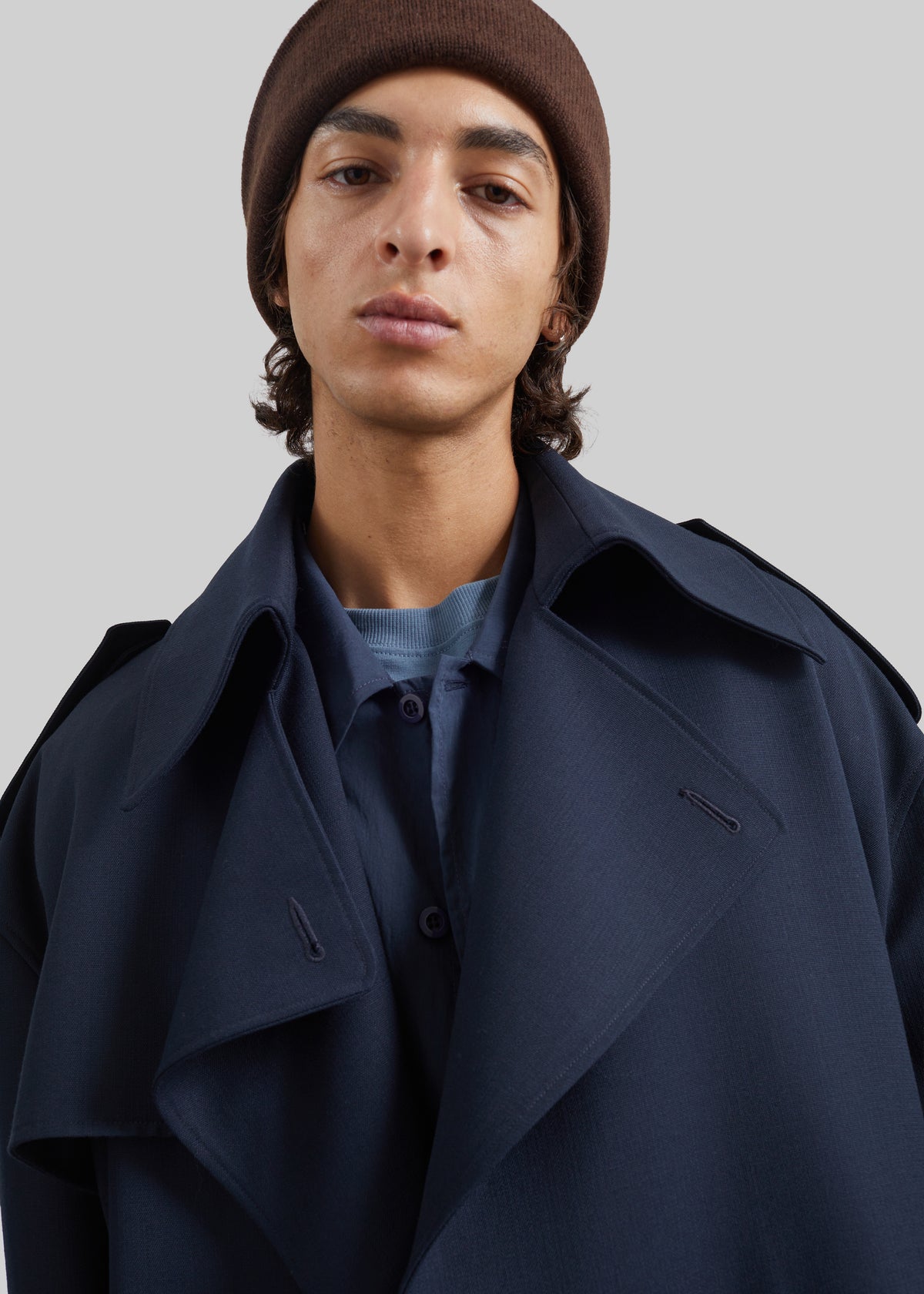 Inko Cashmere Reversible Beanie - Brown/Navy
