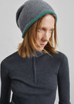 Bonnet Inko réversible en cachemire - Vert/gris