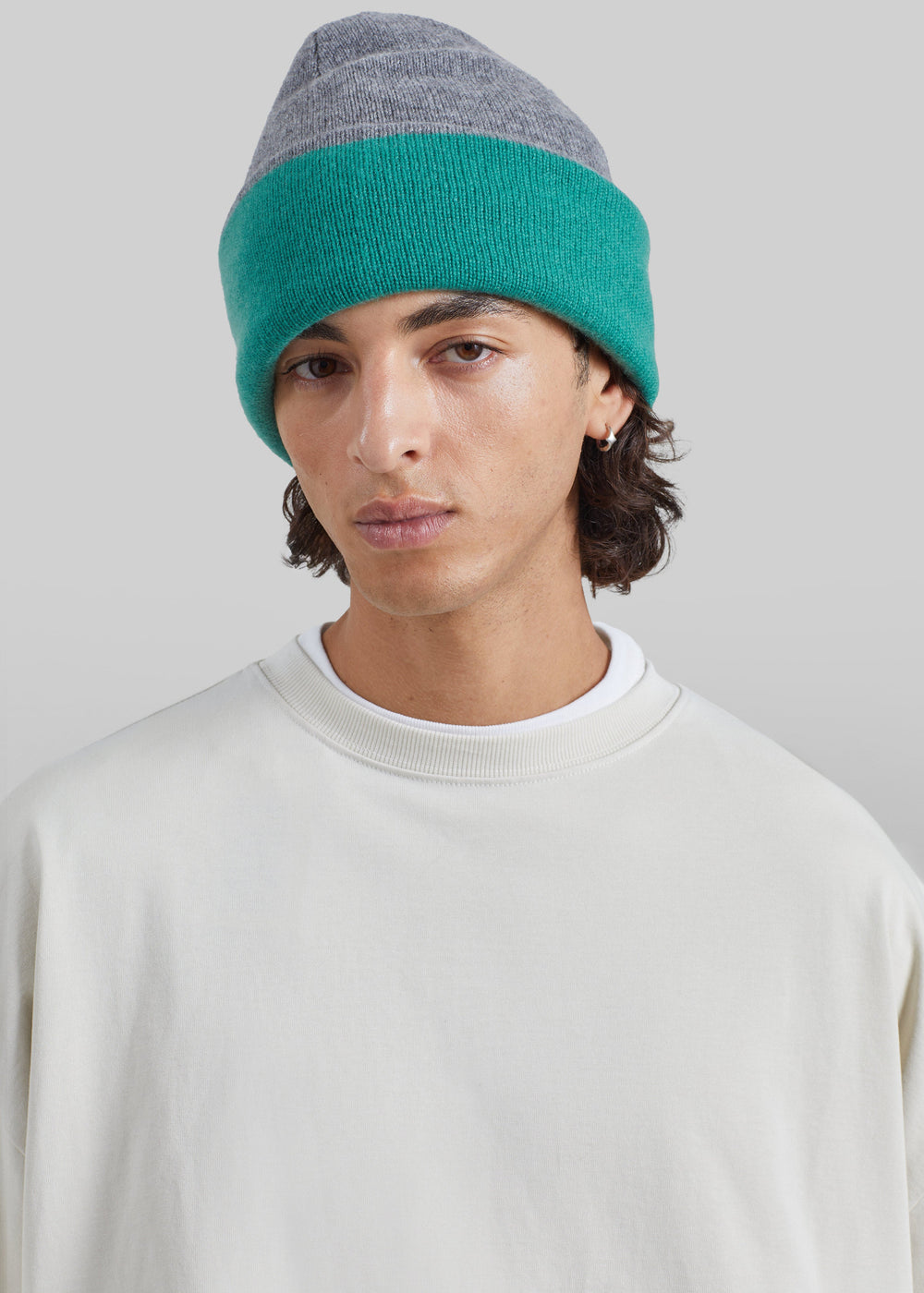 Berretto Inko reversibile in cashmere - Verde/grigio - 1