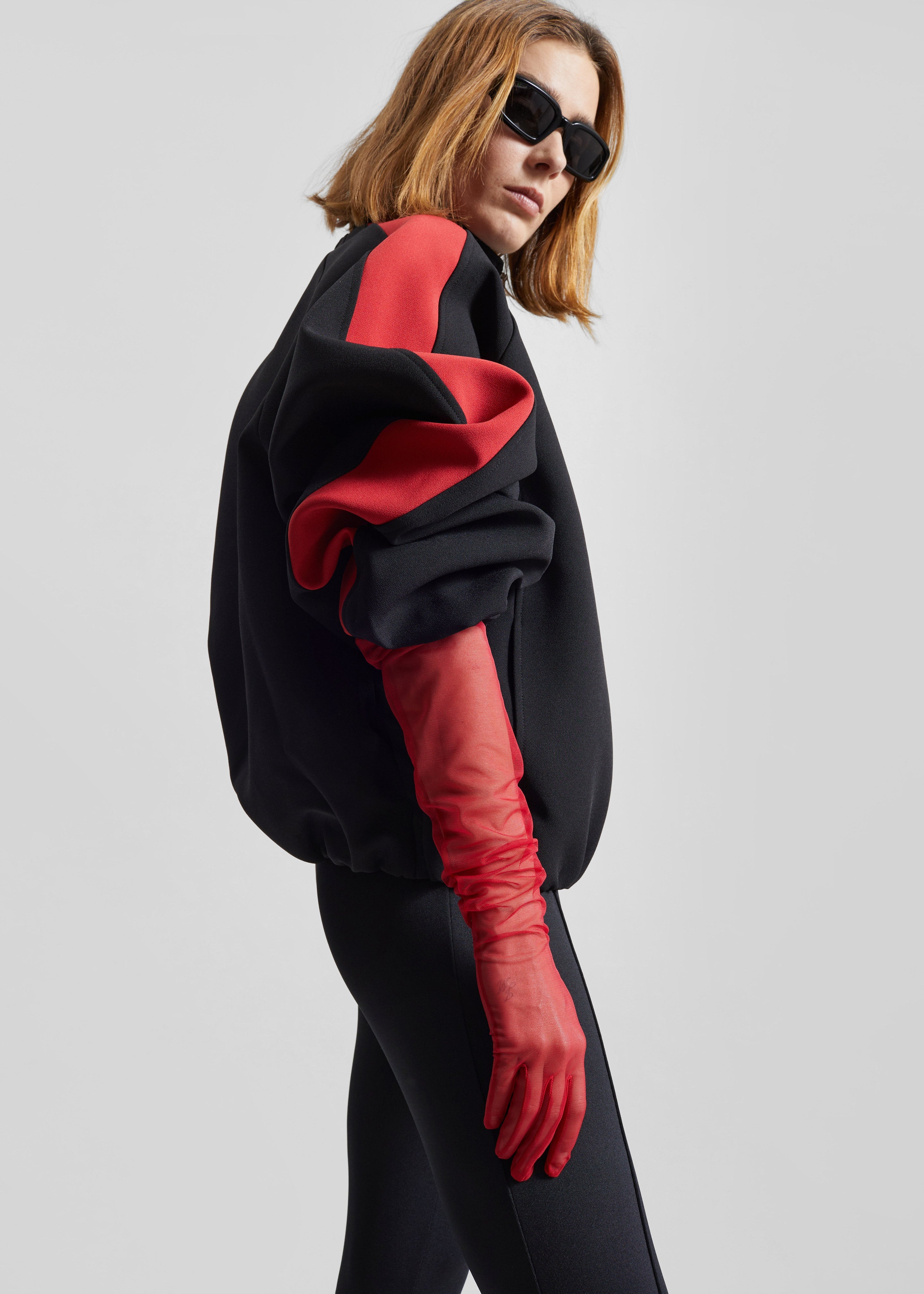 Inna Mesh Long Gloves - Red - 6