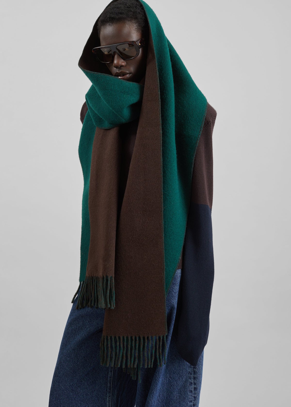 Irel Bicolor Scarf - Brown/Green