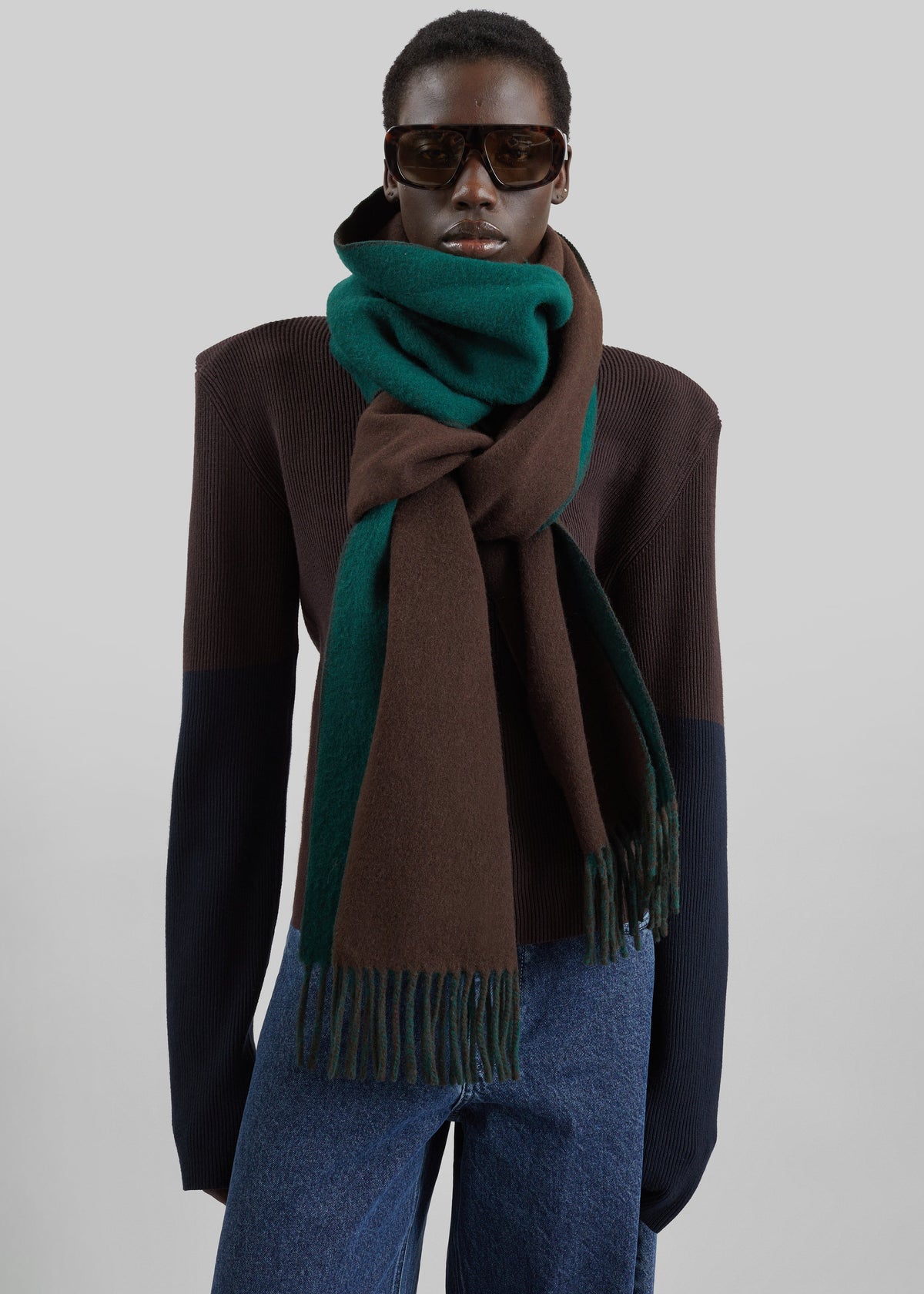 Irel Bicolor Scarf - Brown/Green
