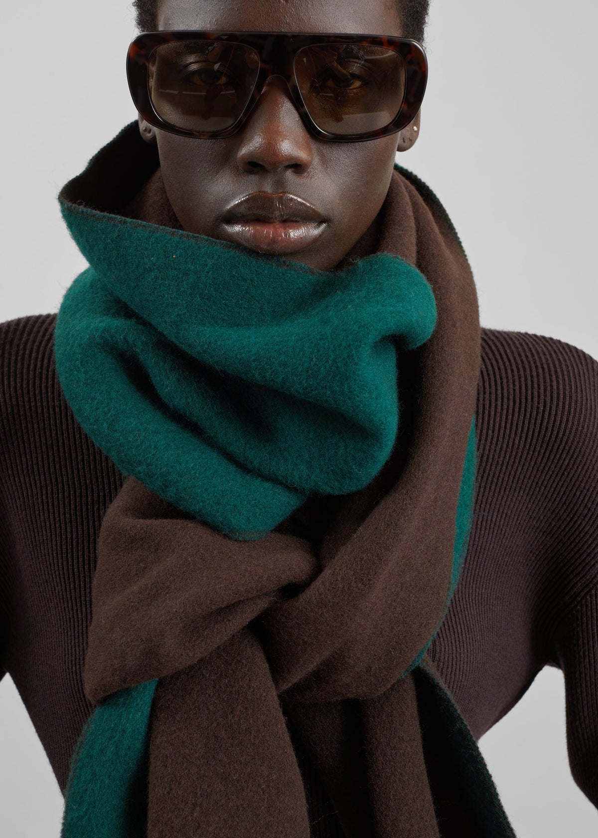Irel Bicolor Scarf - Brown/Green