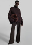 Iria Fuzzy Turtleneck Sweater - Brown