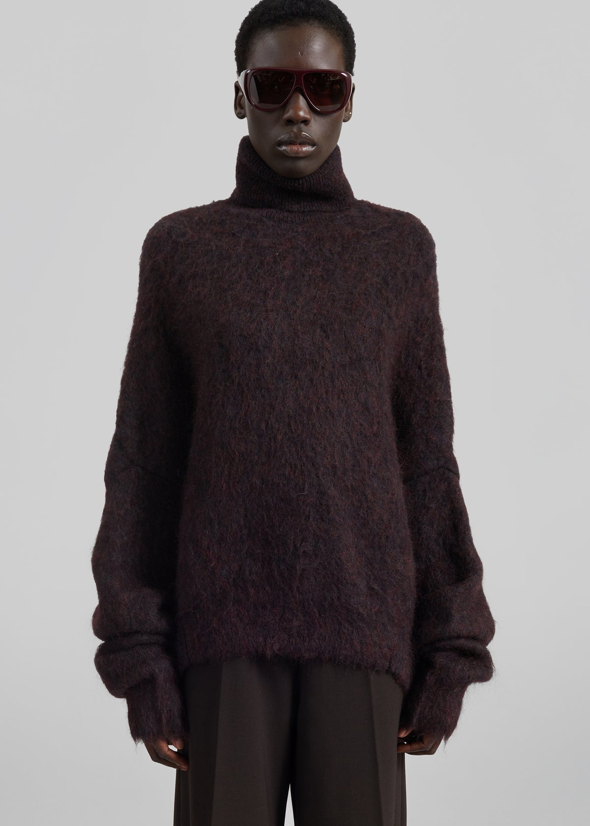 Iria Fuzzy Turtleneck Sweater - Brown