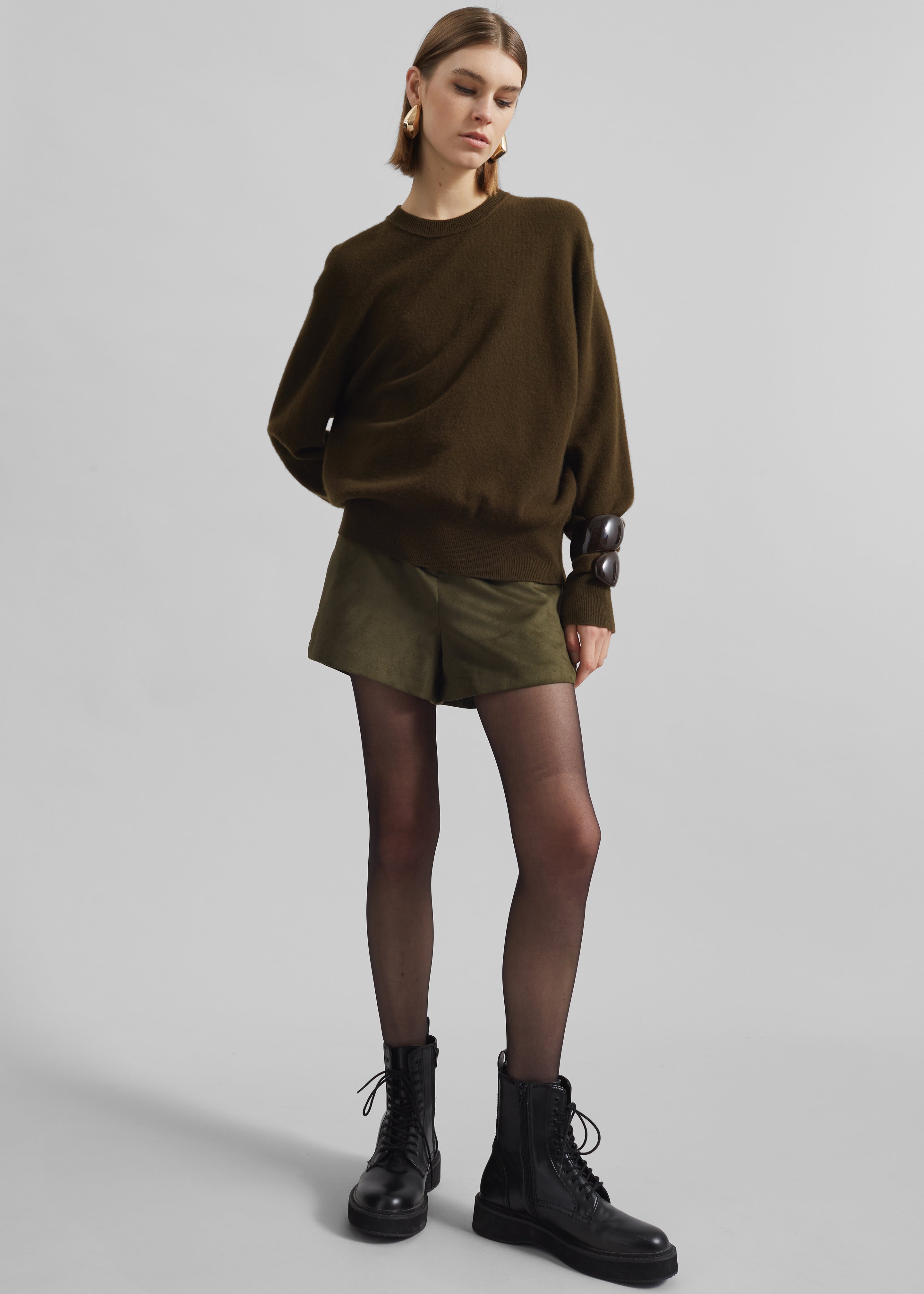 Isar Wool Crewneck Sweater - Khaki - 5