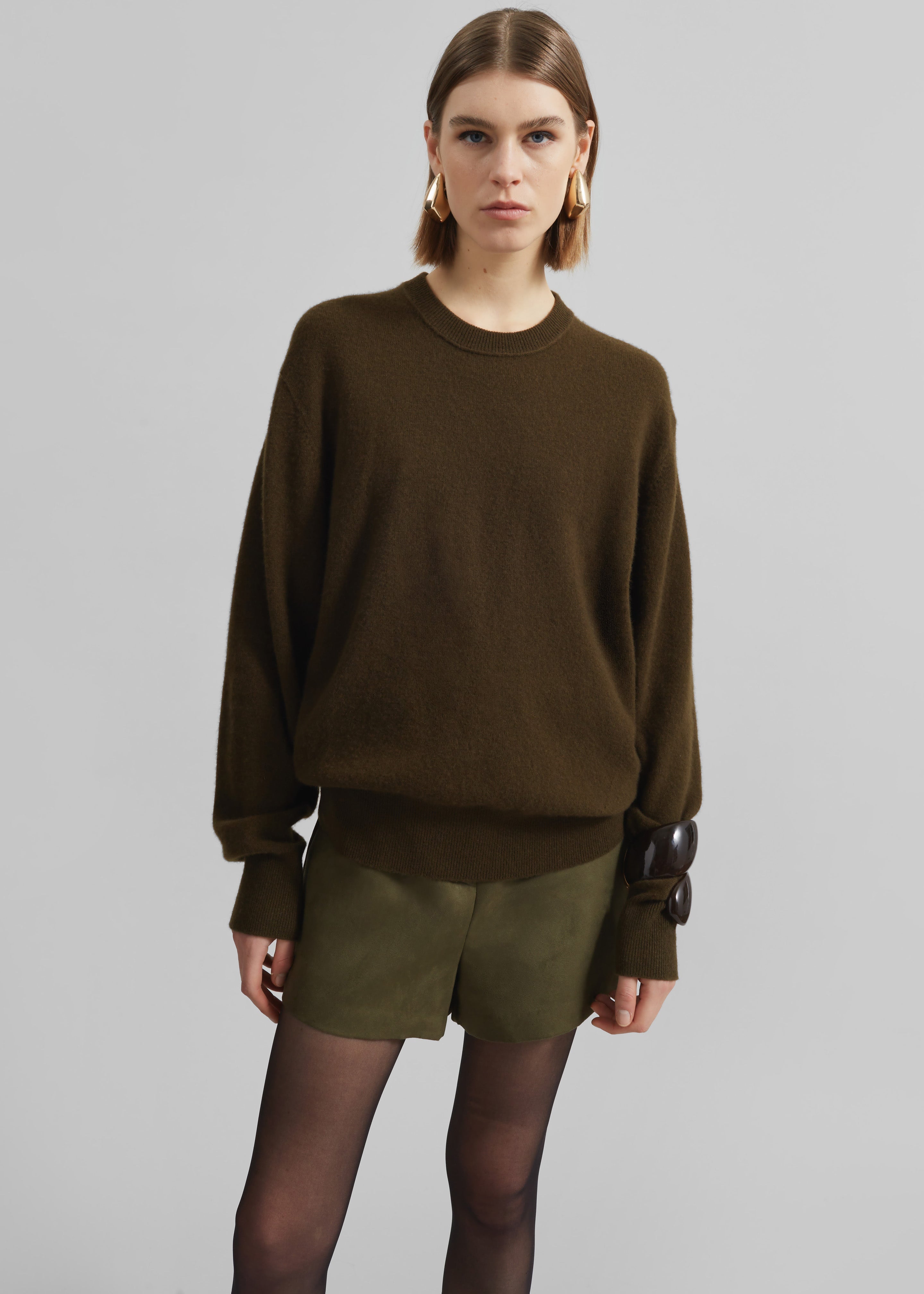 Isar Wool Crewneck Sweater - Khaki - 3