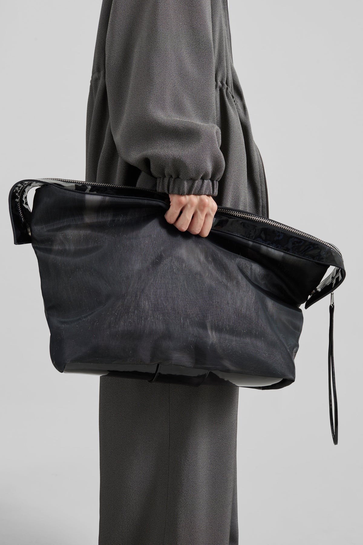 Borsa Isera in rete con pelliccia - Grigio