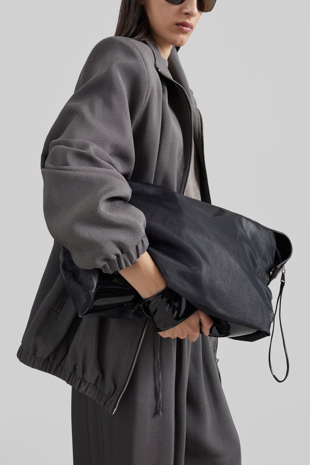 Borsa Isera in rete con pelliccia - Grigio