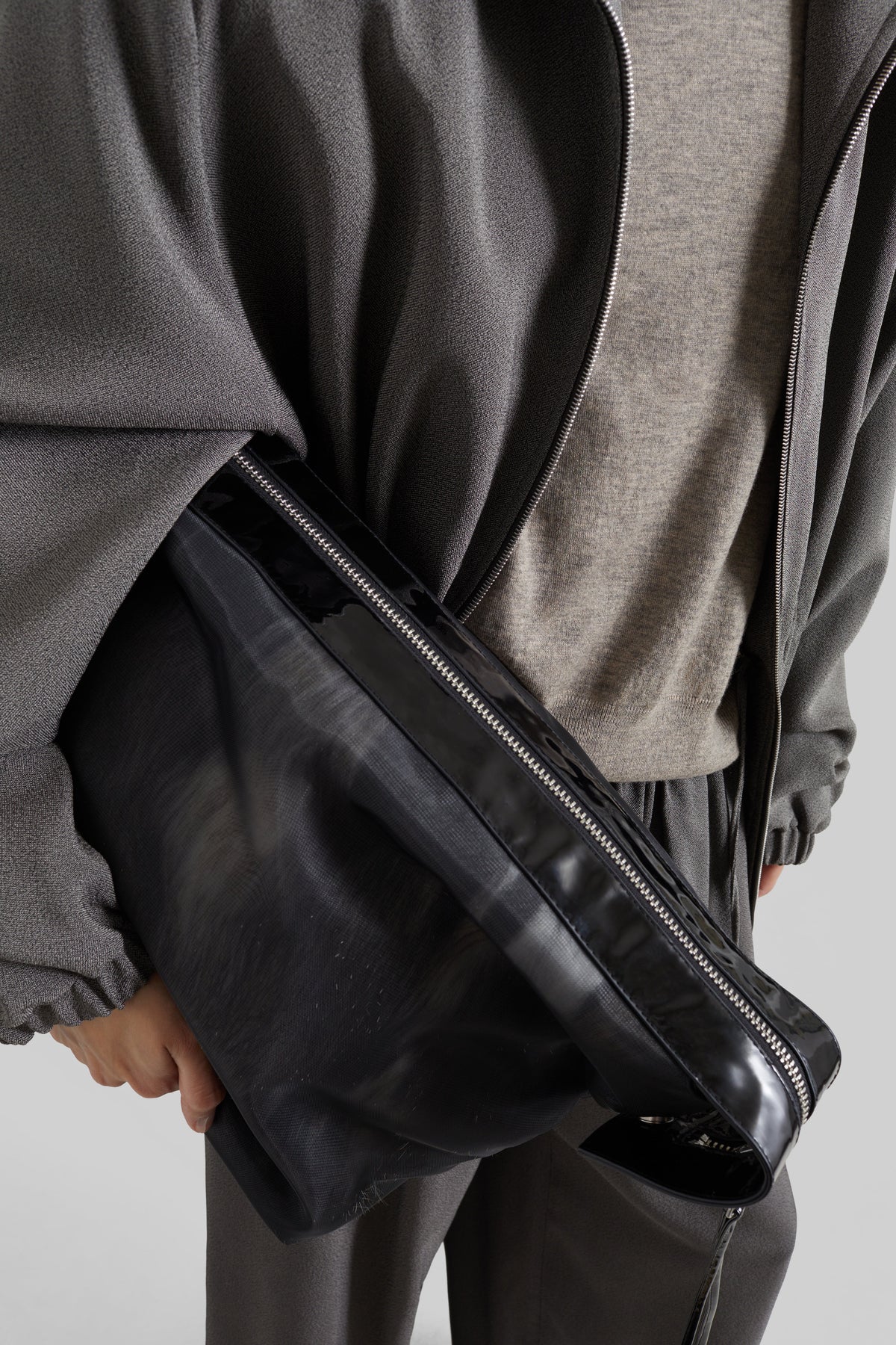 Borsa Isera in rete con pelliccia - Grigio