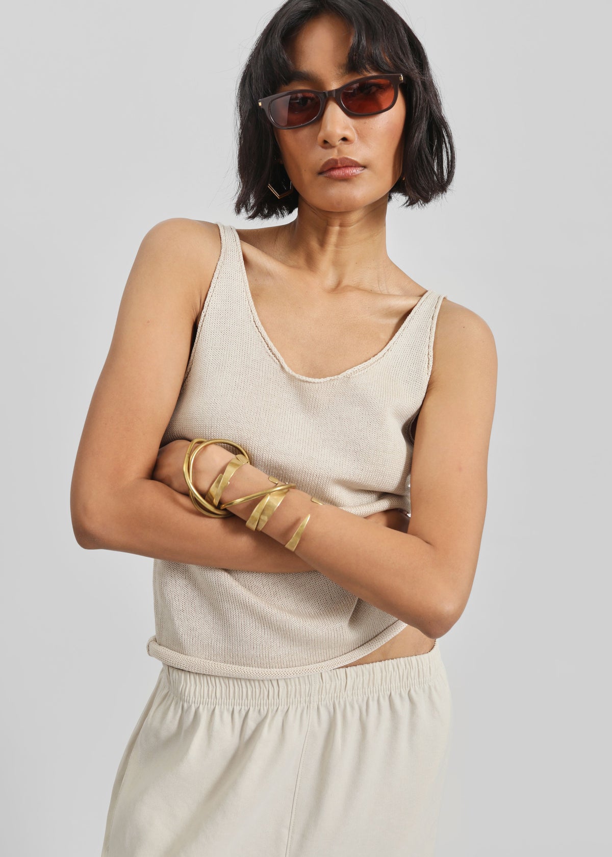 Islay Open-Back Knit Tank - Beige - 6