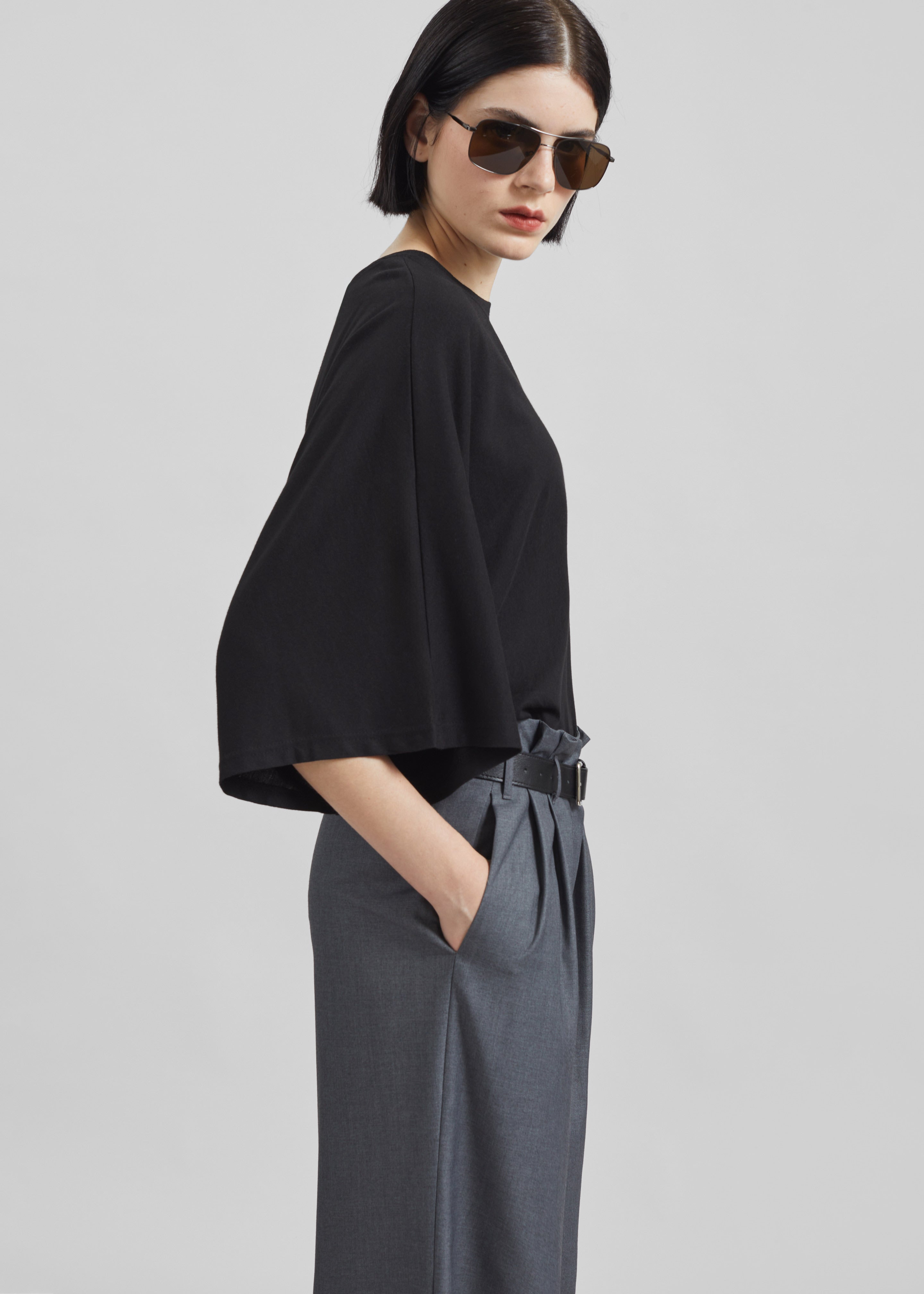 Ismere One-Sleeve Asymmetric Top - Black - 4