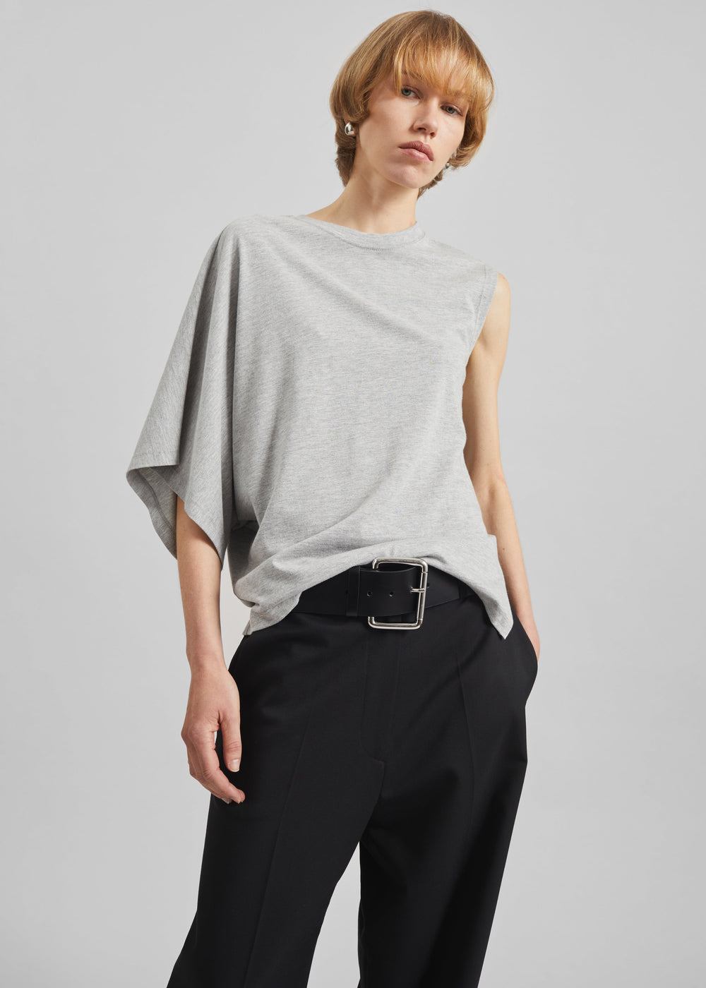 Ismere One-Sleeve Asymmetric Top - Grey