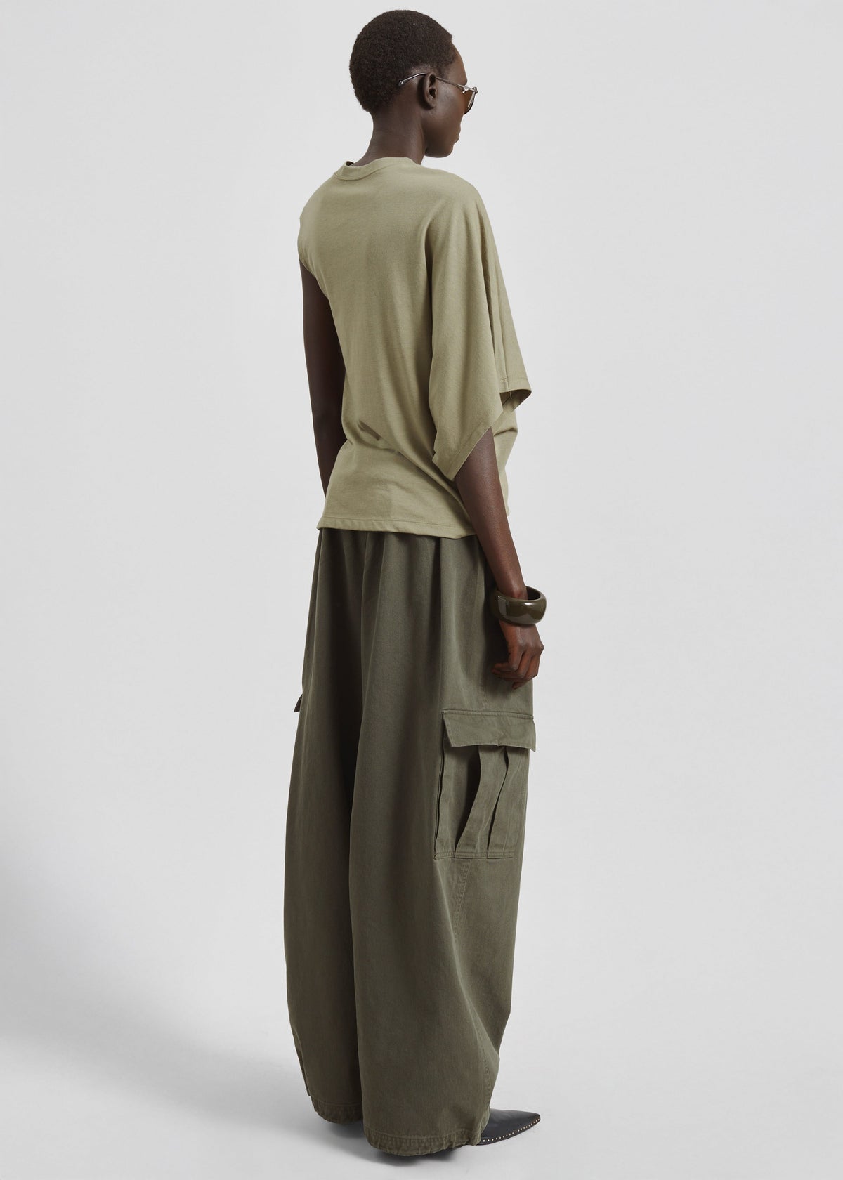 Ismere One-Sleeve Asymmetric Top - Olive - 4