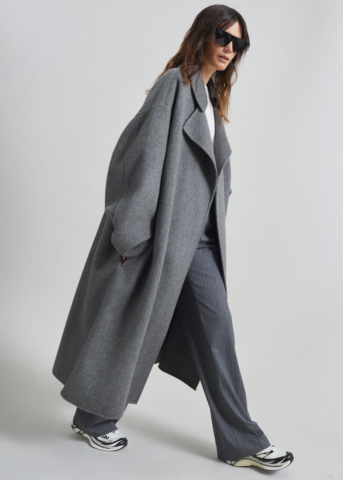 Issen Wool Trench Coat - Grey - 1