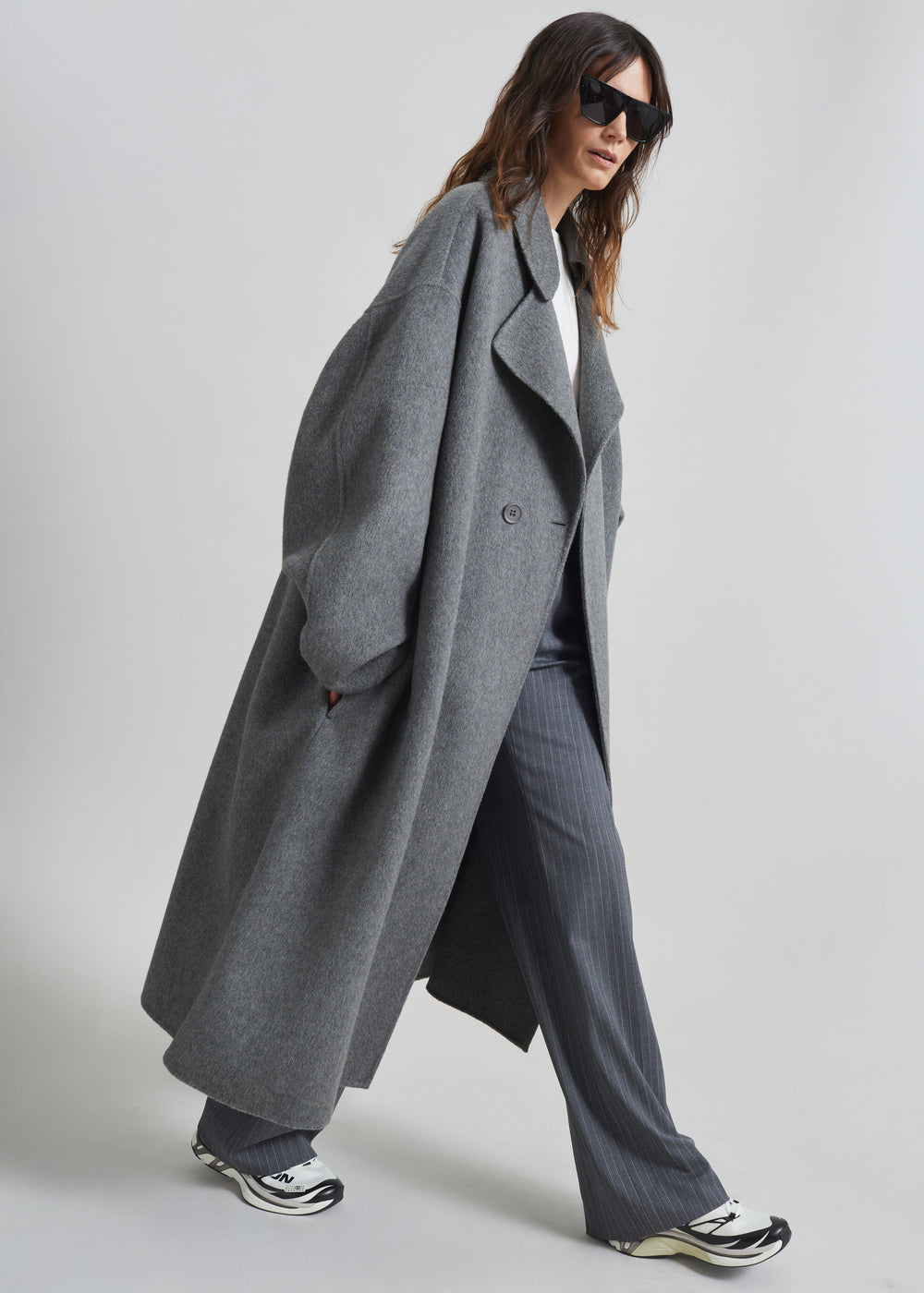 Issen Wool Trench Coat - Grey