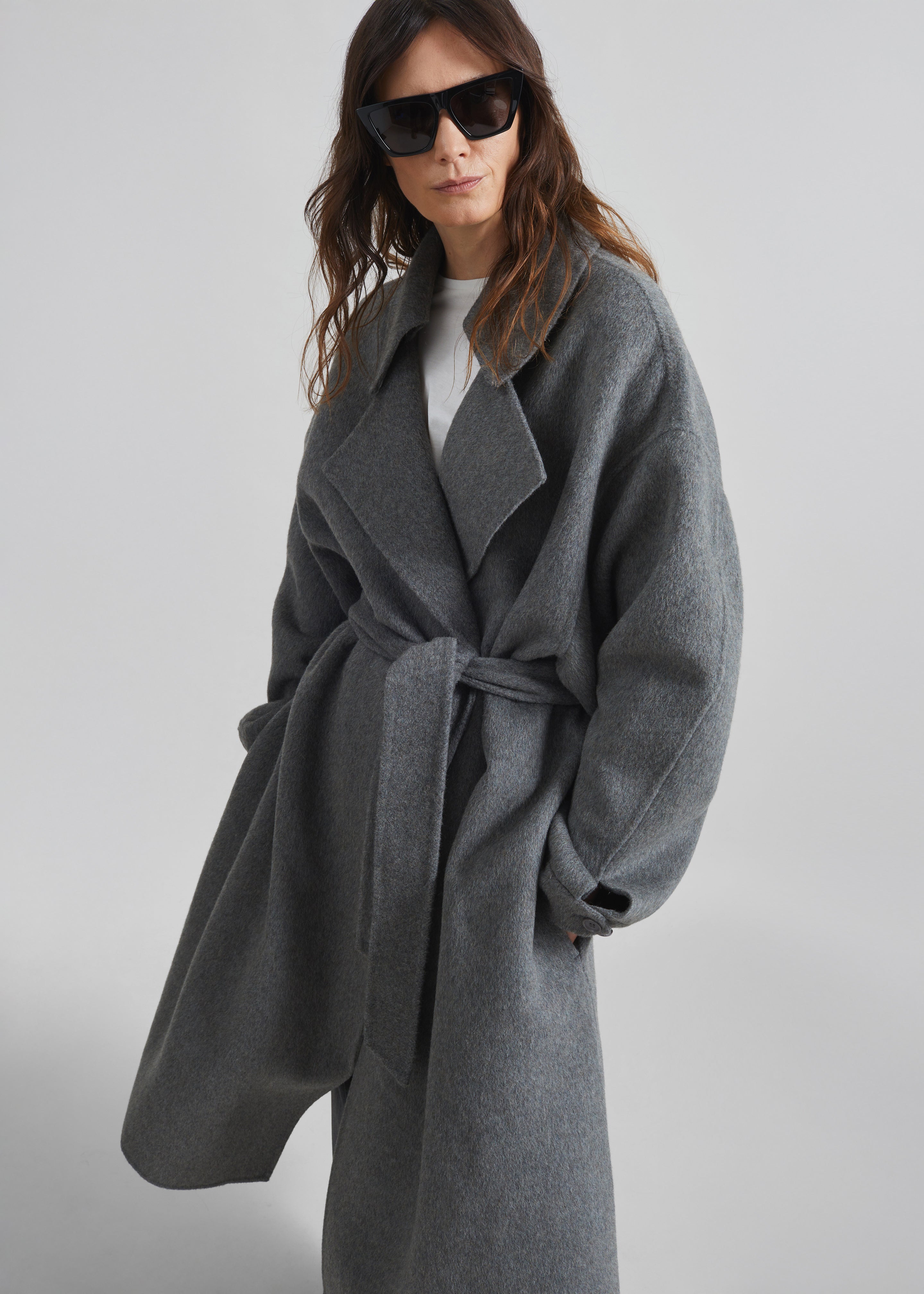 Issen Wool Trench Coat - Grey - 2