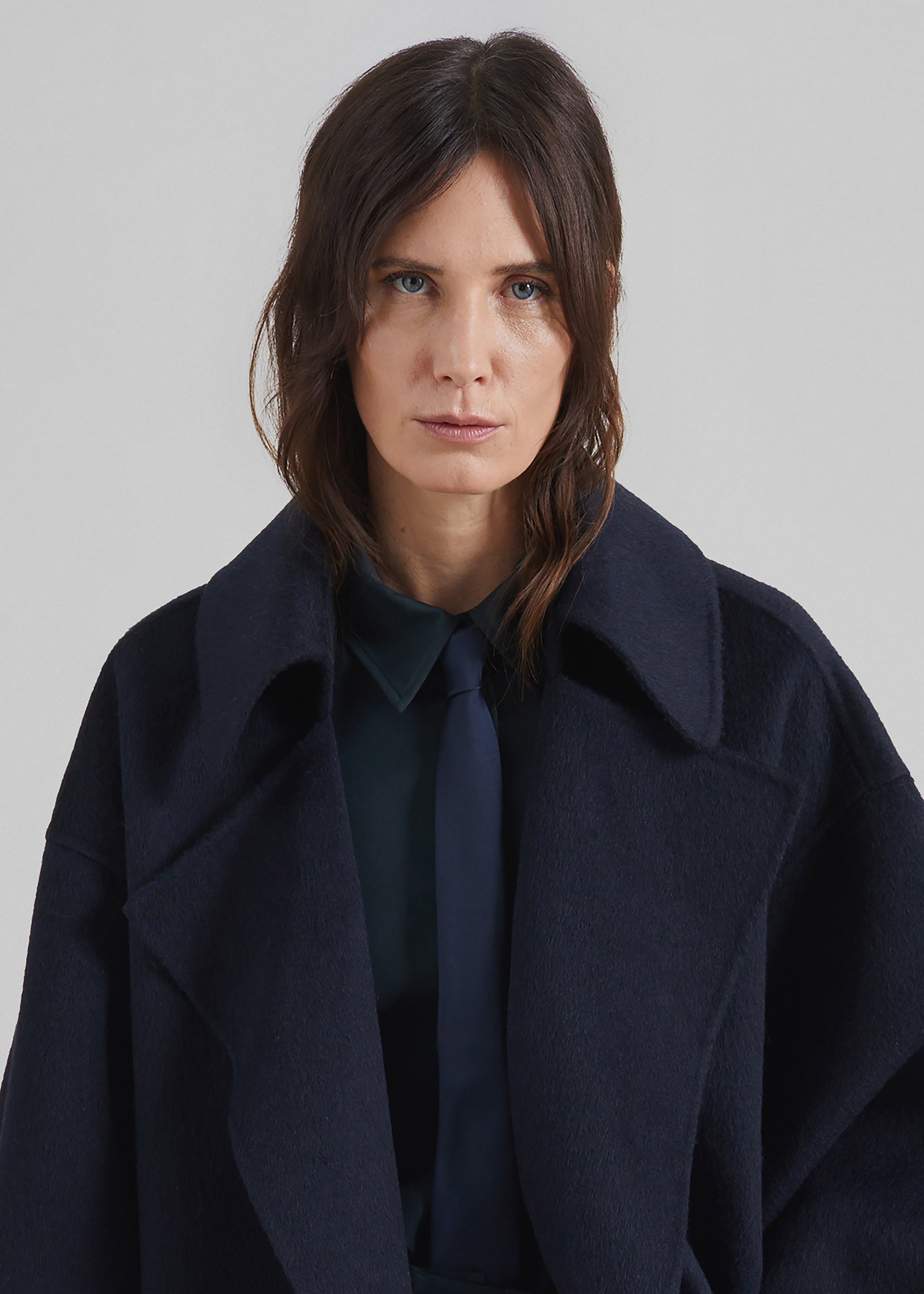 Issen Wool Trench Coat - Dark Navy - 4