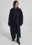 Issen Wool Trench Coat - Dark Navy