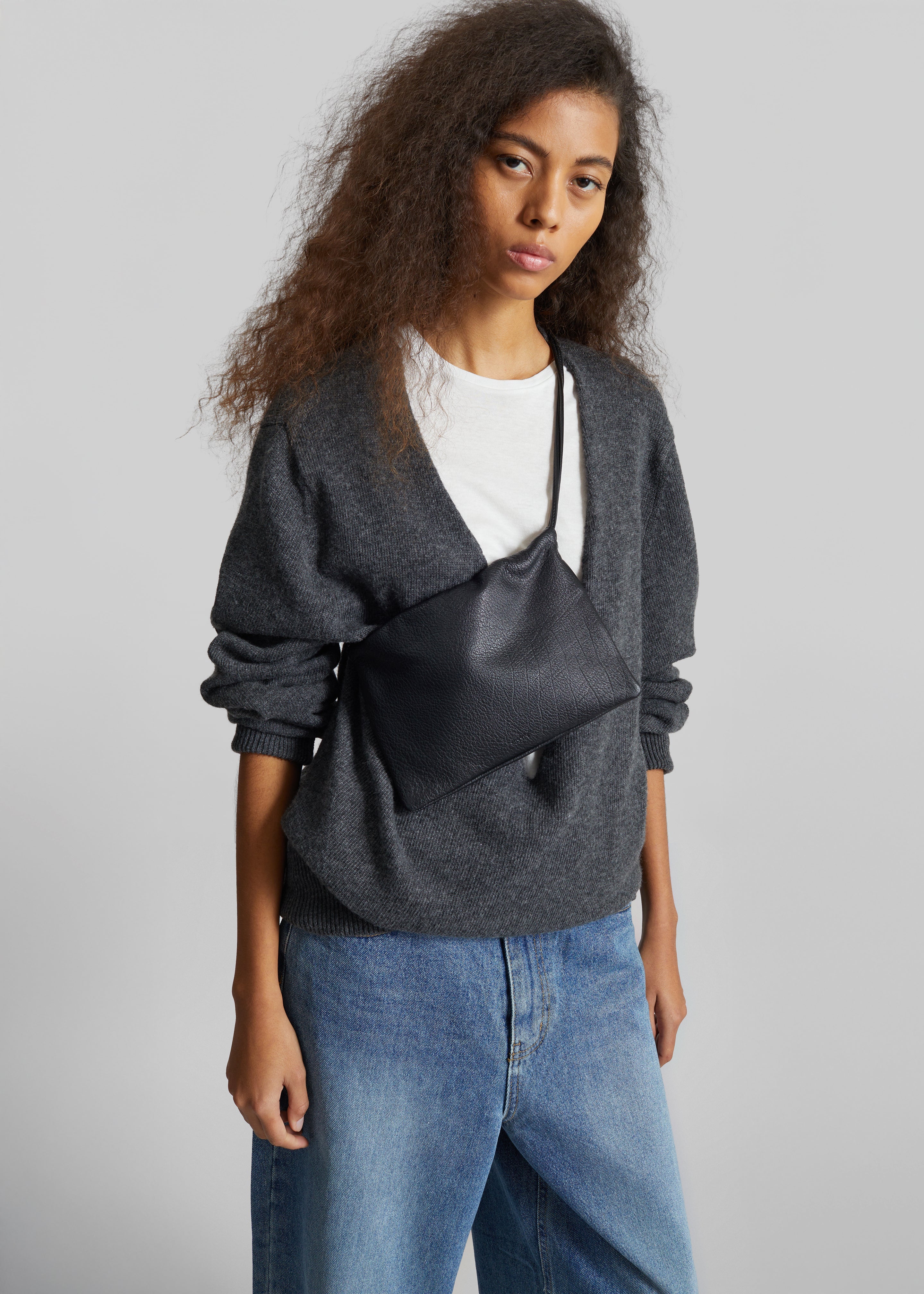 Issy Deep V-Neck Pullover - Dark Grey - 5