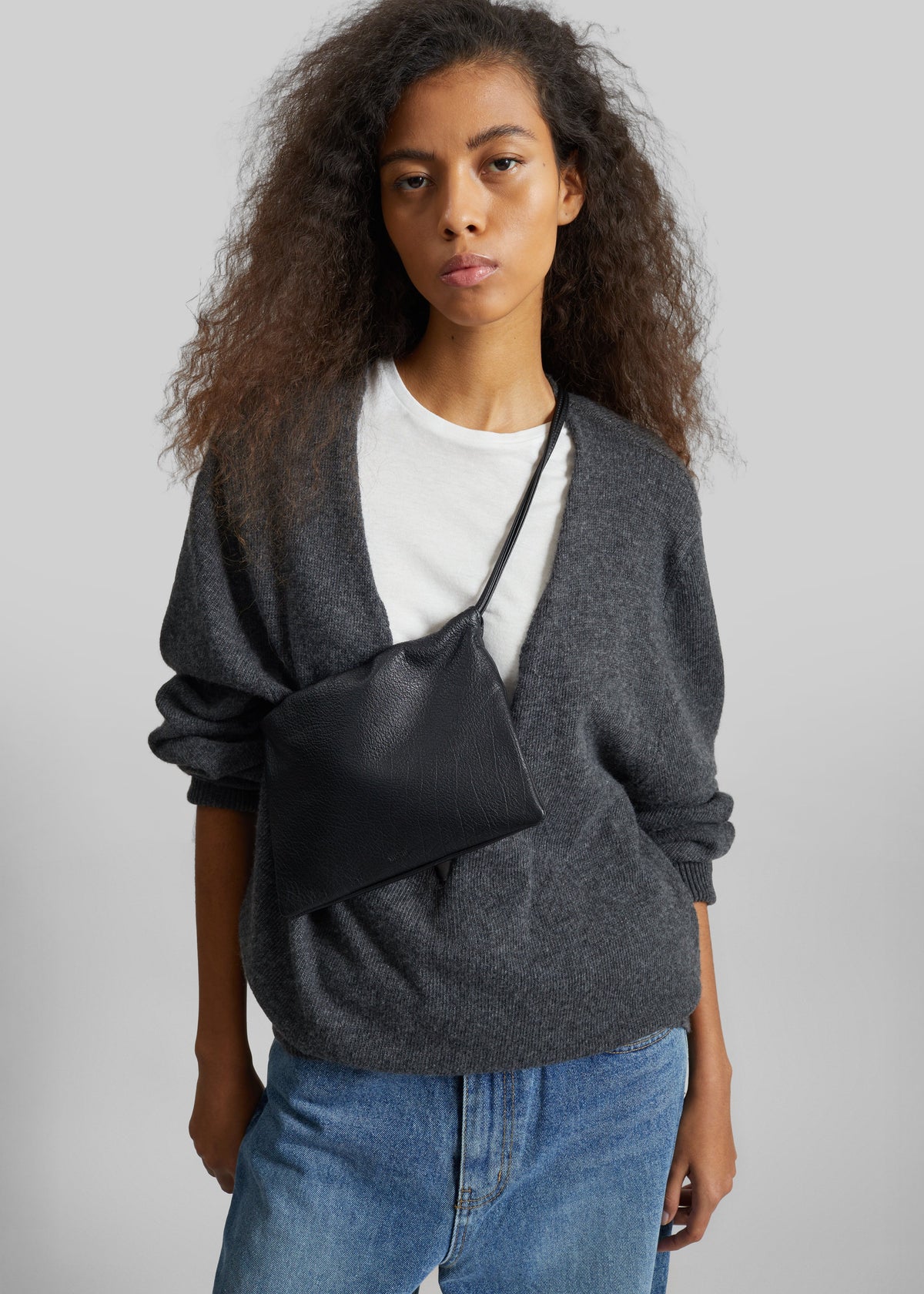 Issy Deep V-Neck Pullover - Dark Grey - 2