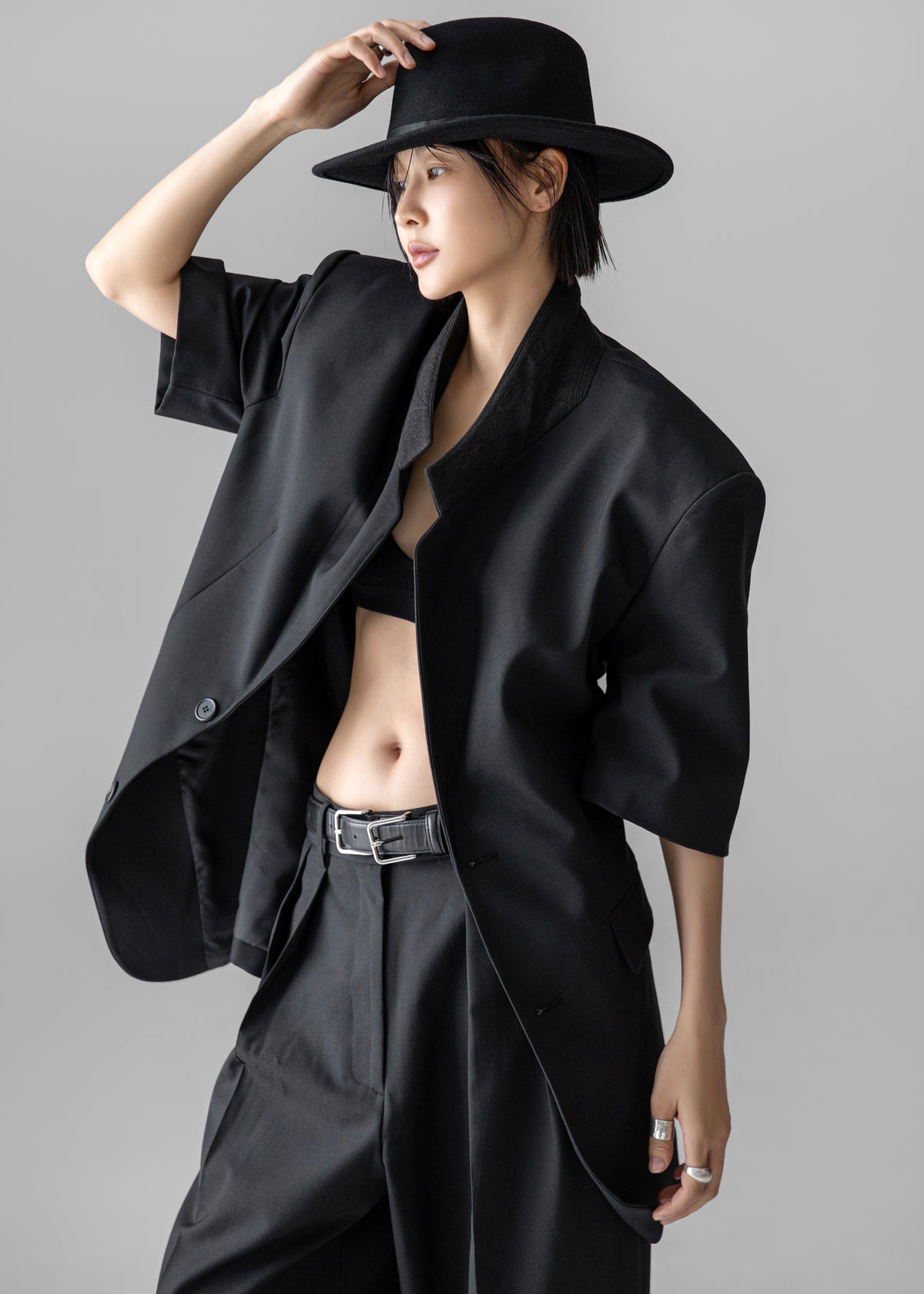 Ivora Short Sleeve Blazer - Black