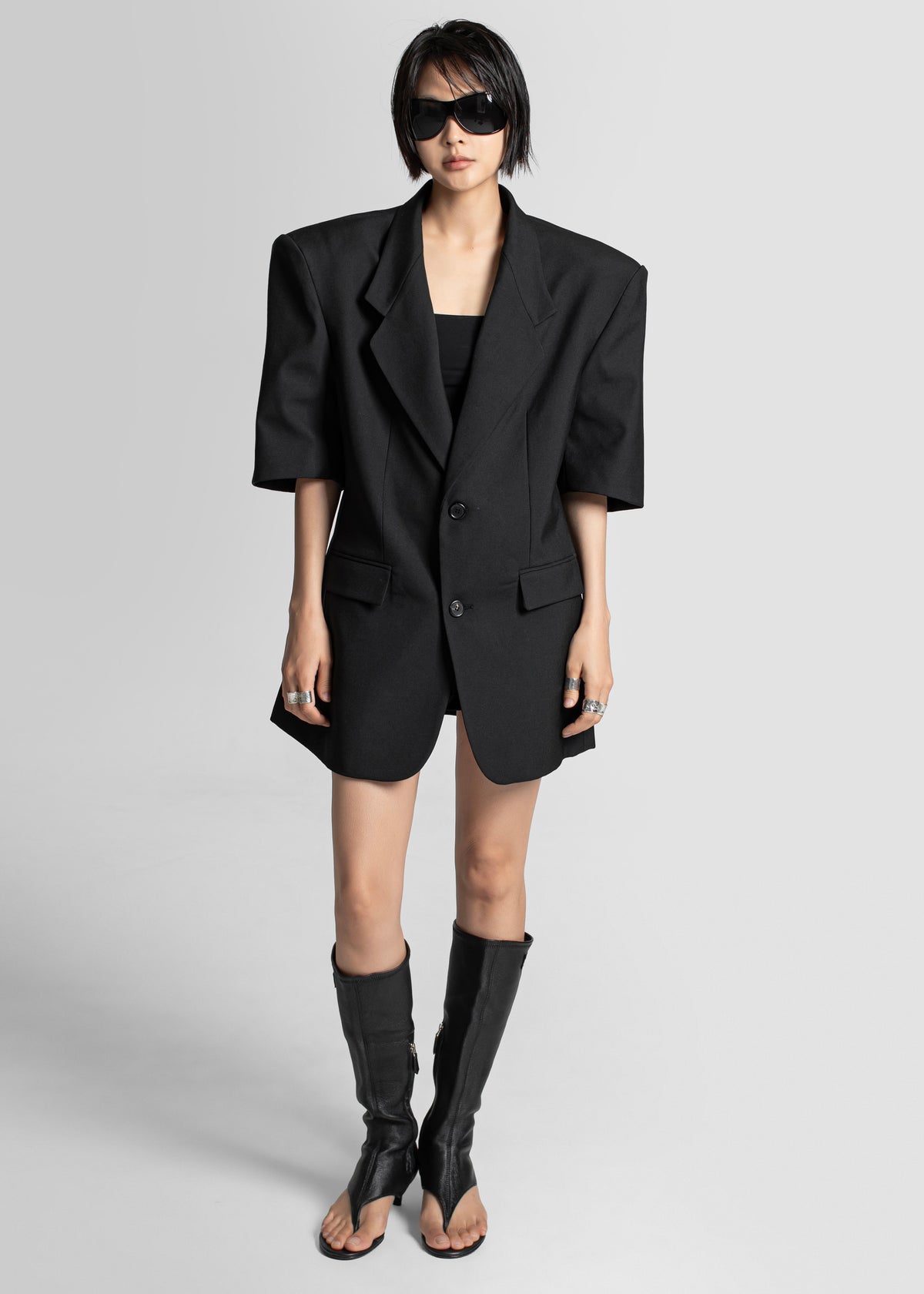 Ivora Short Sleeve Blazer - Black