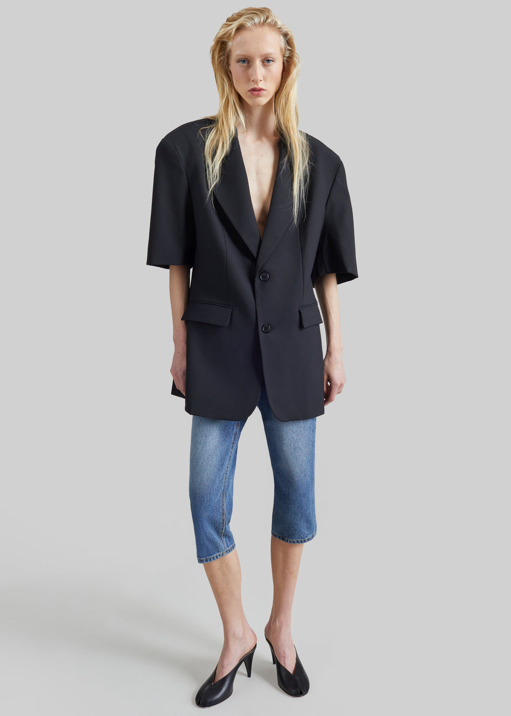 Ivora Short Sleeve Blazer - Black - 1
